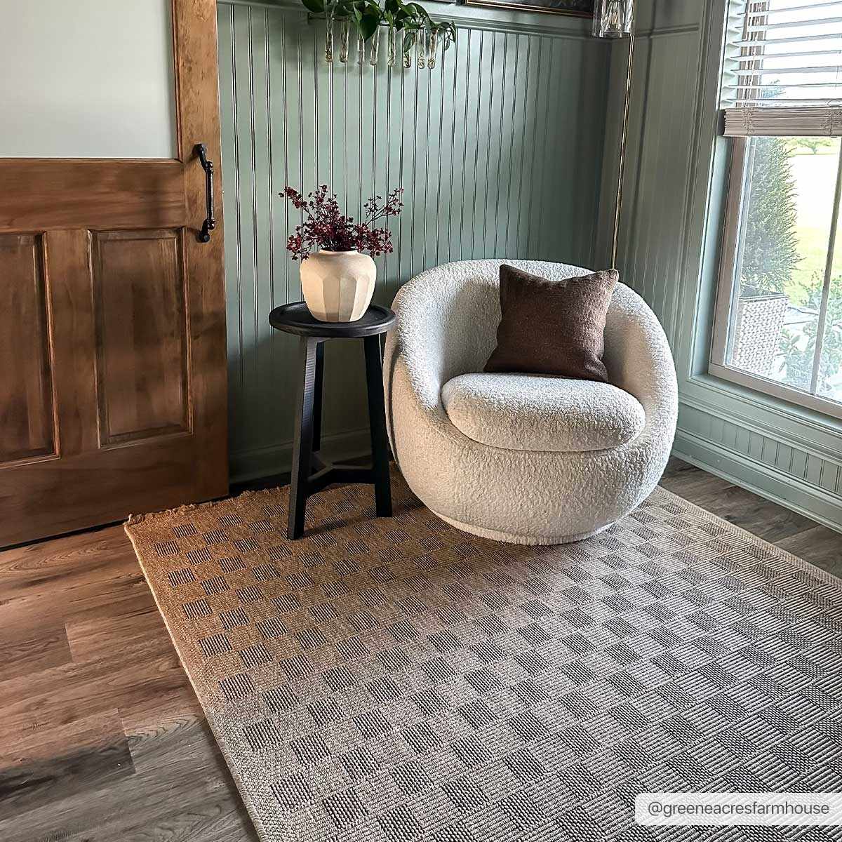Jurek Beige & Brown Checkered Area Rug - Image 5
