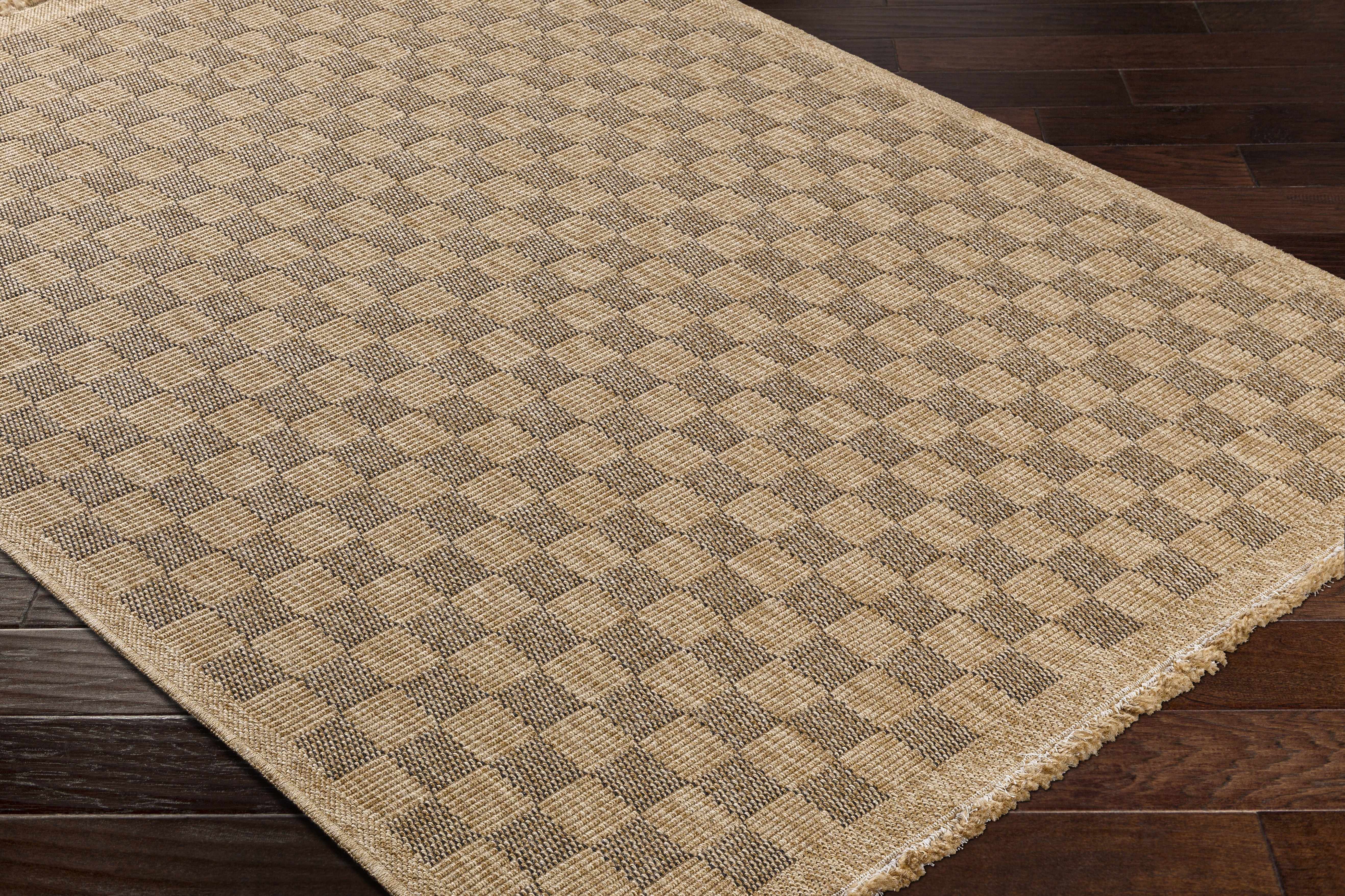 Jurek Beige & Brown Checkered Area Rug - Image 6