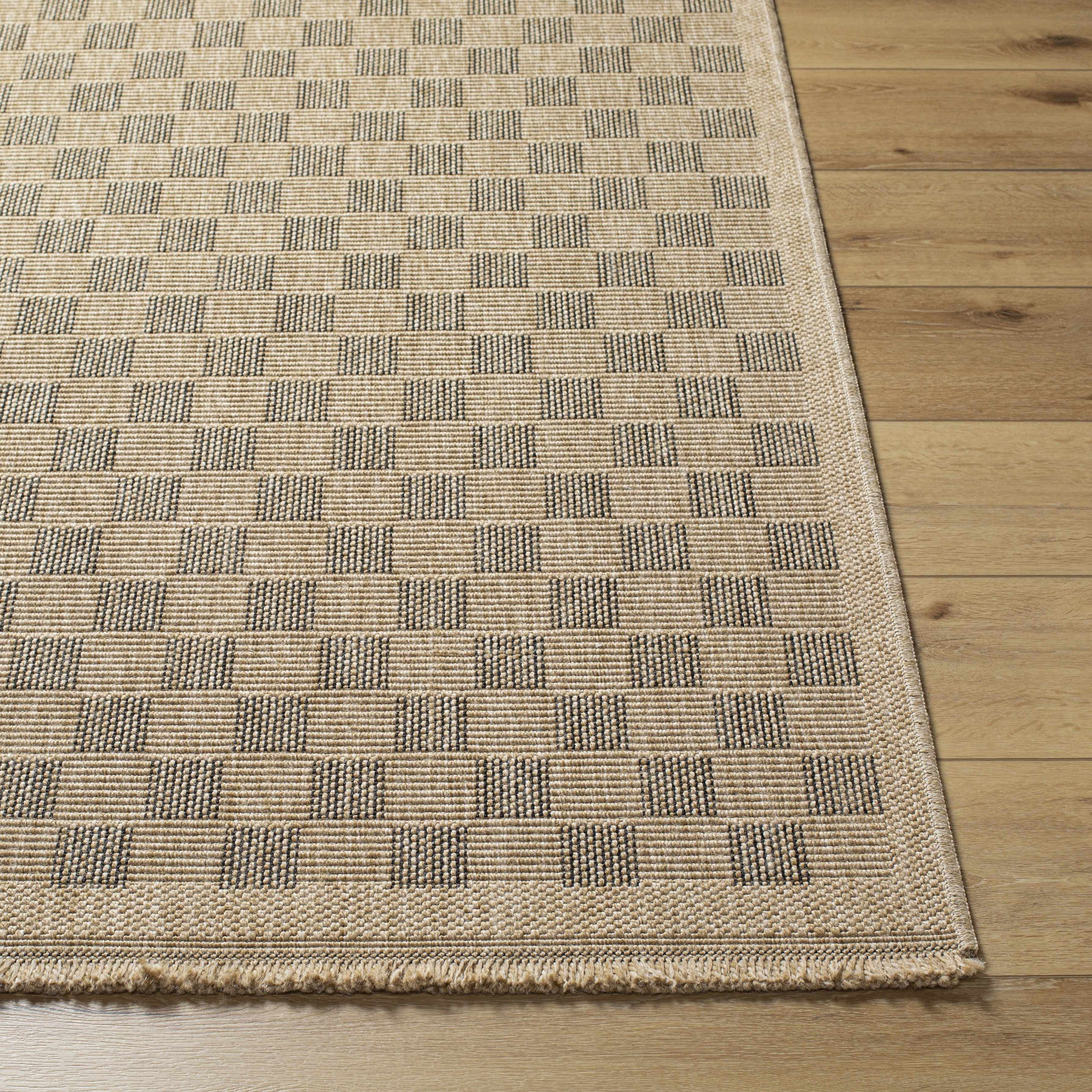 Jurek Beige & Brown Checkered Area Rug - Image 7