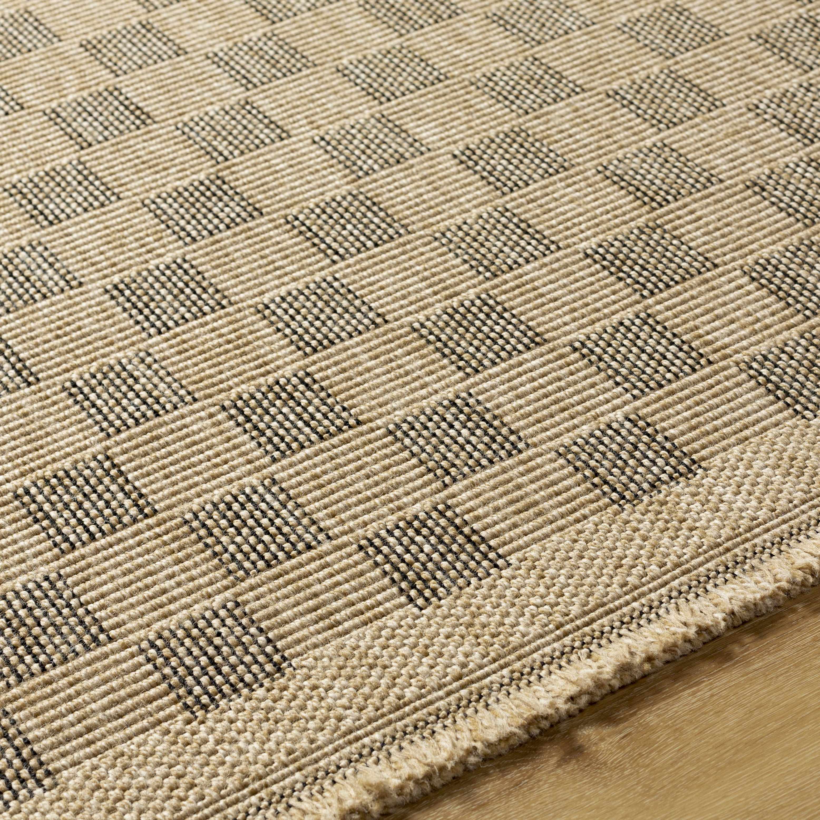 Jurek Beige & Brown Checkered Area Rug - Image 9