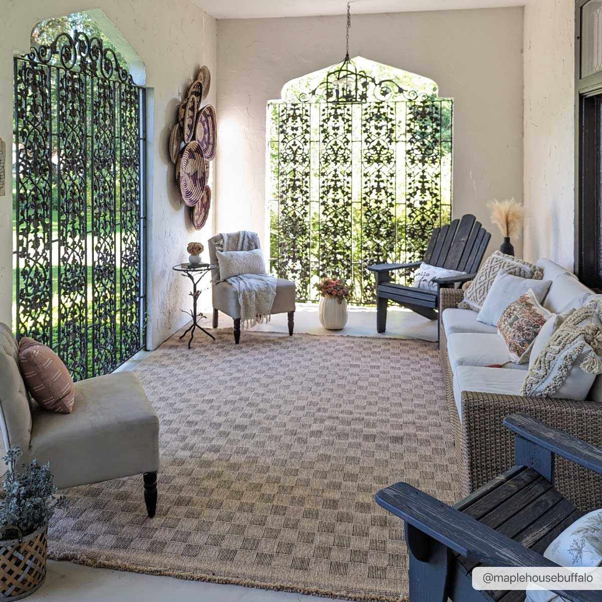 Jurek Beige Checkered Area Rug - Image 2