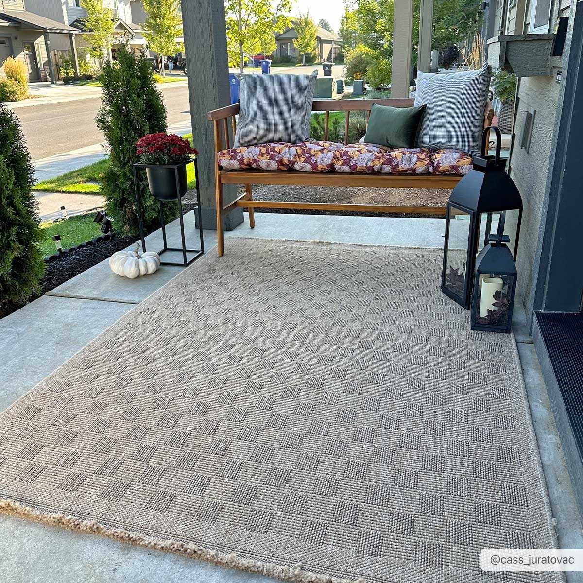 Jurek Beige Checkered Area Rug - Image 8
