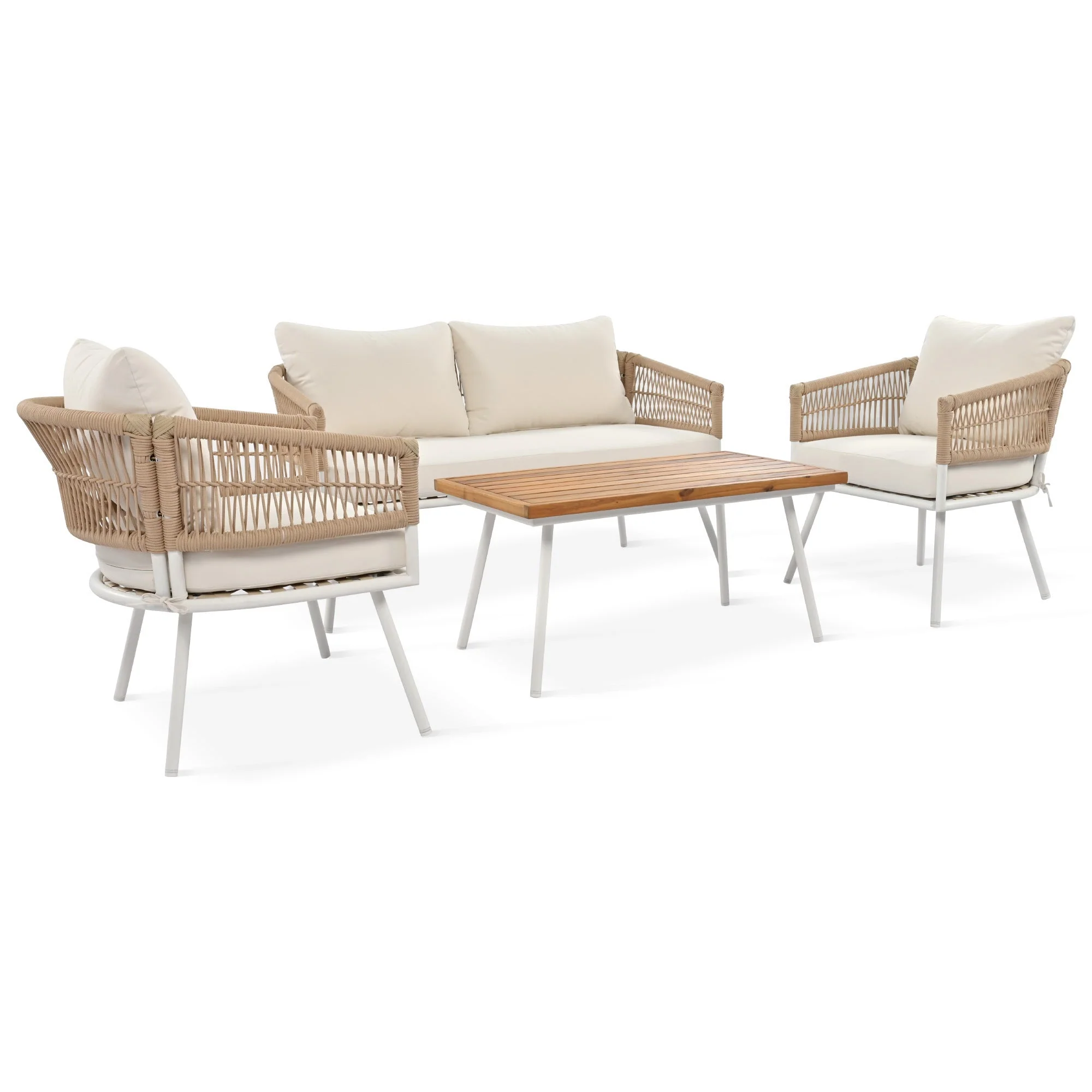 K&K 4-Piece Boho Rope Patio Furniture Set - Image 10