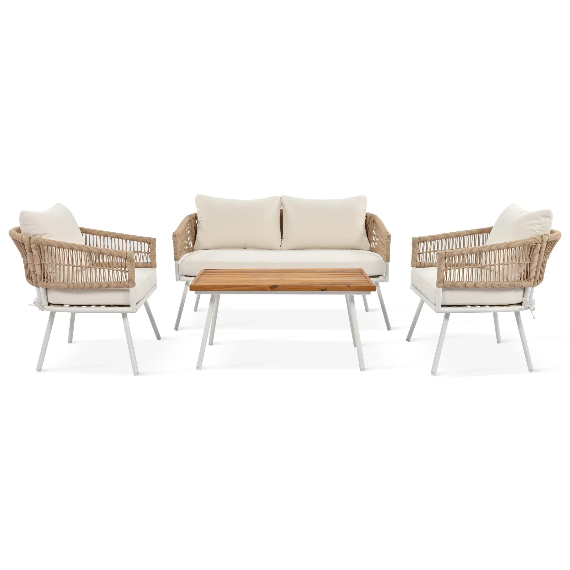 K&K 4-Piece Boho Rope Patio Furniture Set - Image 11