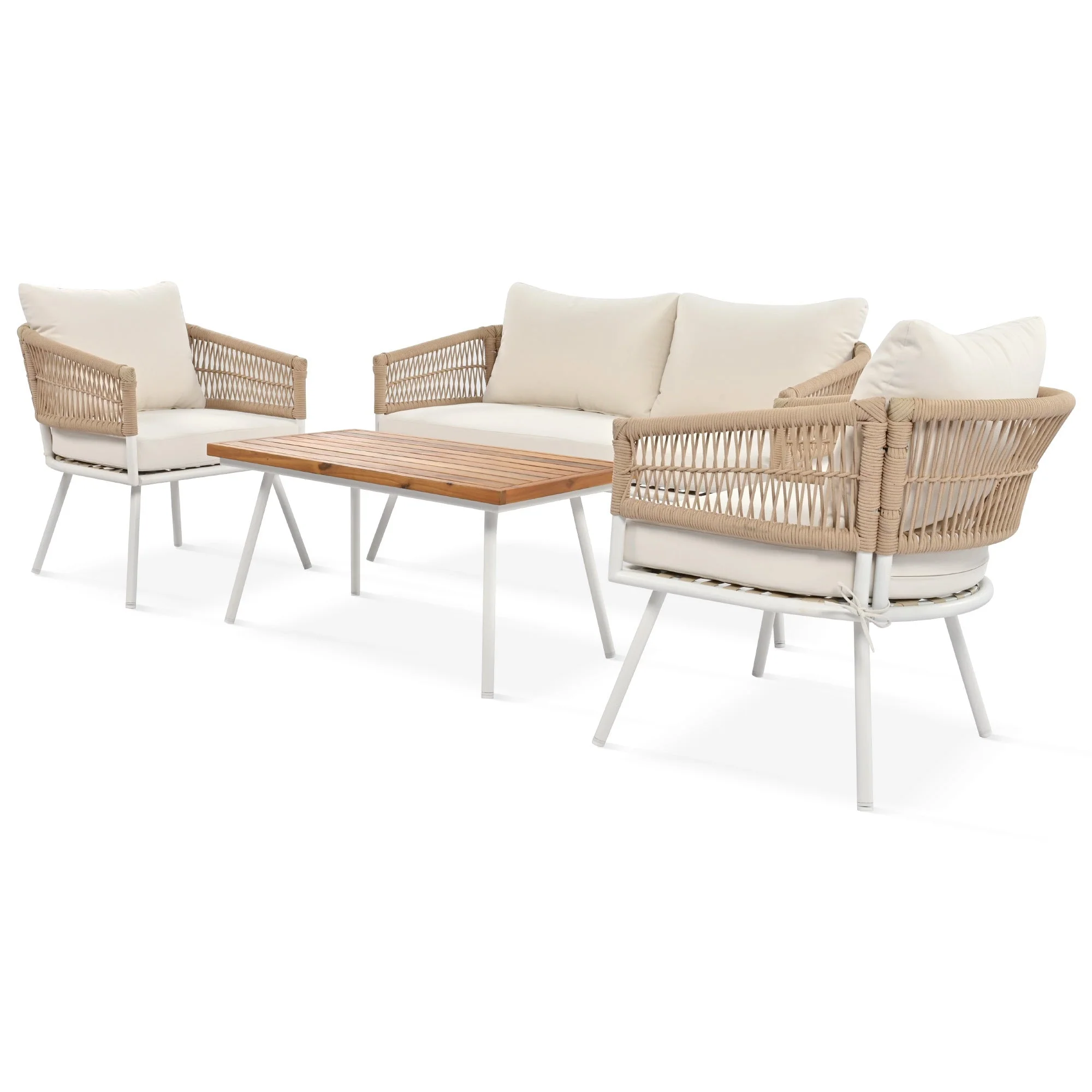K&K 4-Piece Boho Rope Patio Furniture Set - Image 12