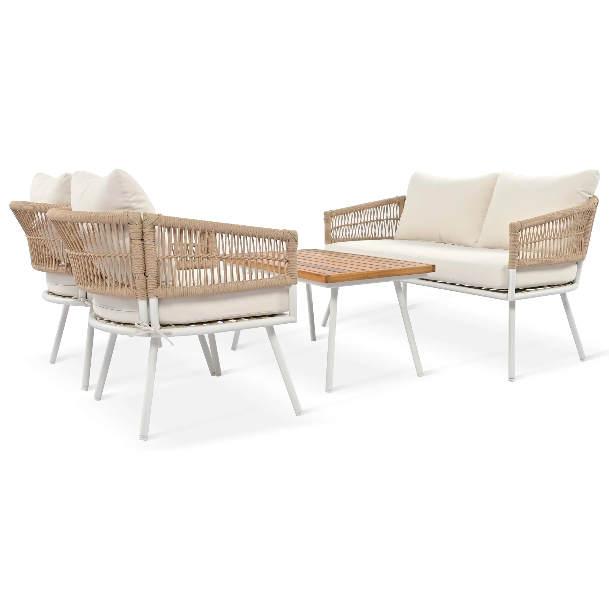 K&K 4-Piece Boho Rope Patio Furniture Set - Image 13