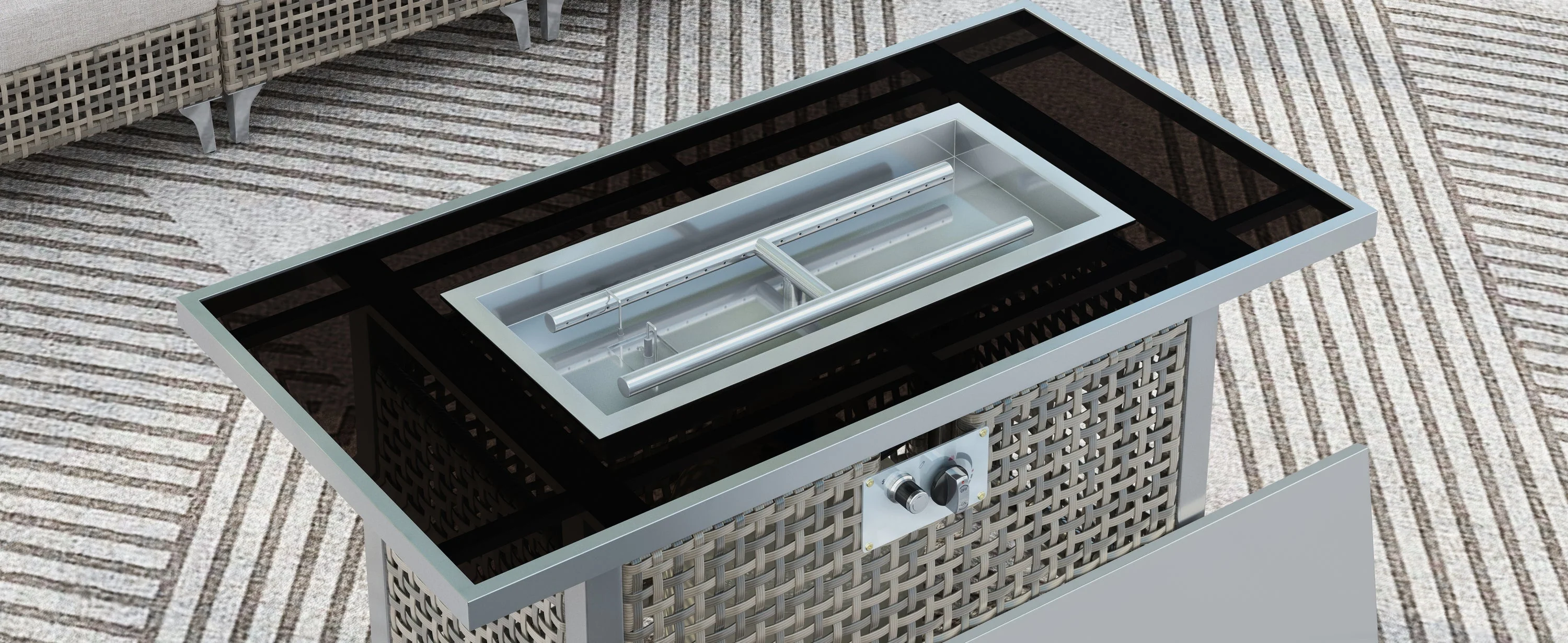 K&K 43' Propane Gas Fire Pit Table, Grey - Image 19