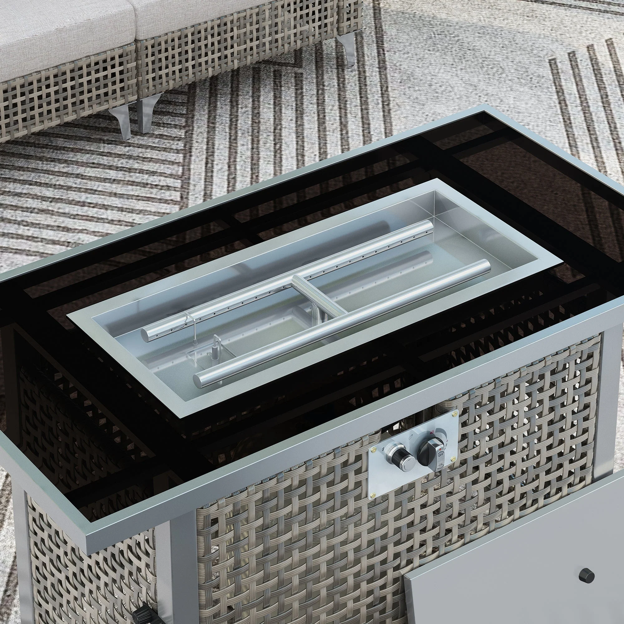 K&K 43' Propane Gas Fire Pit Table, Grey - Image 8