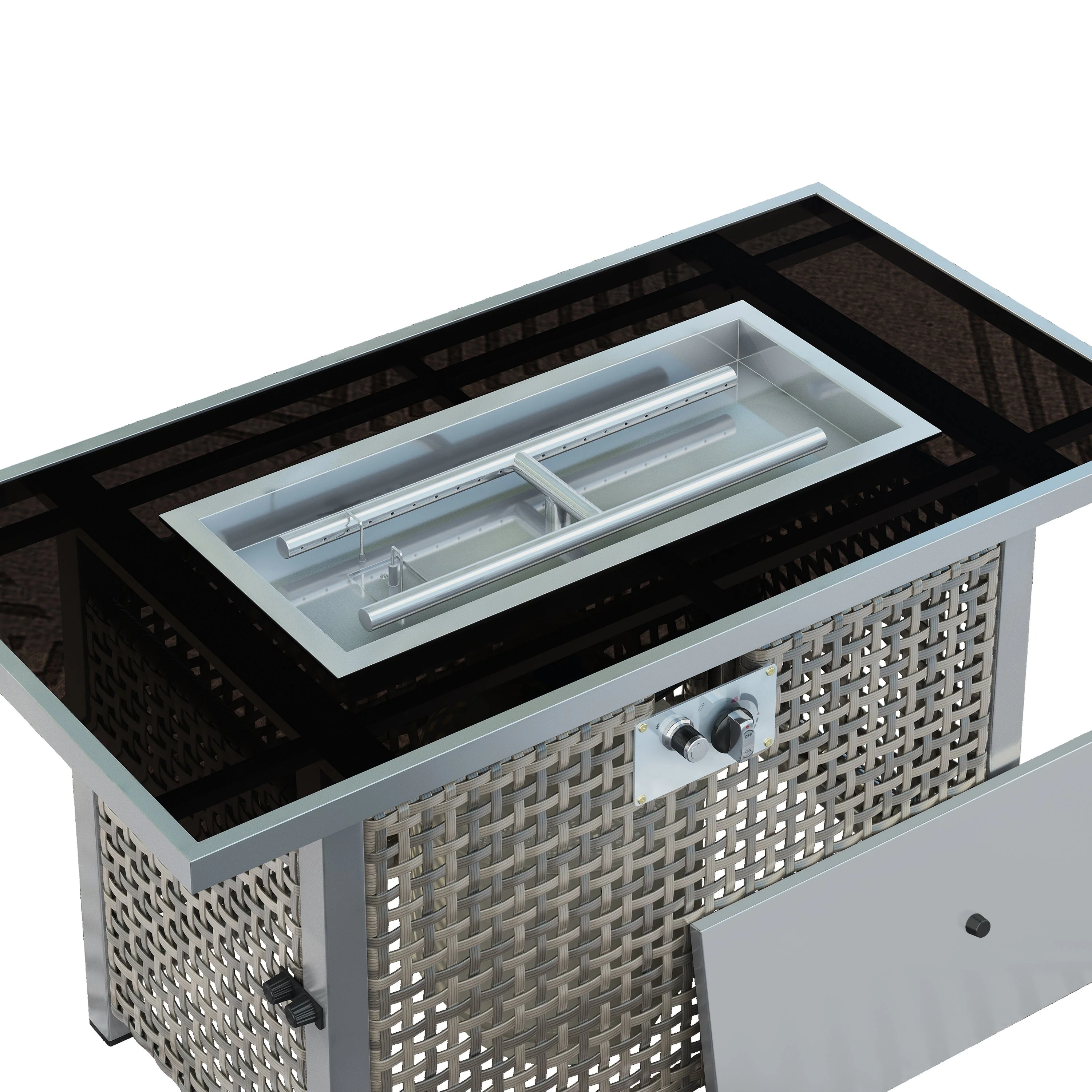 K&K 43' Propane Gas Fire Pit Table, Grey - Image 9