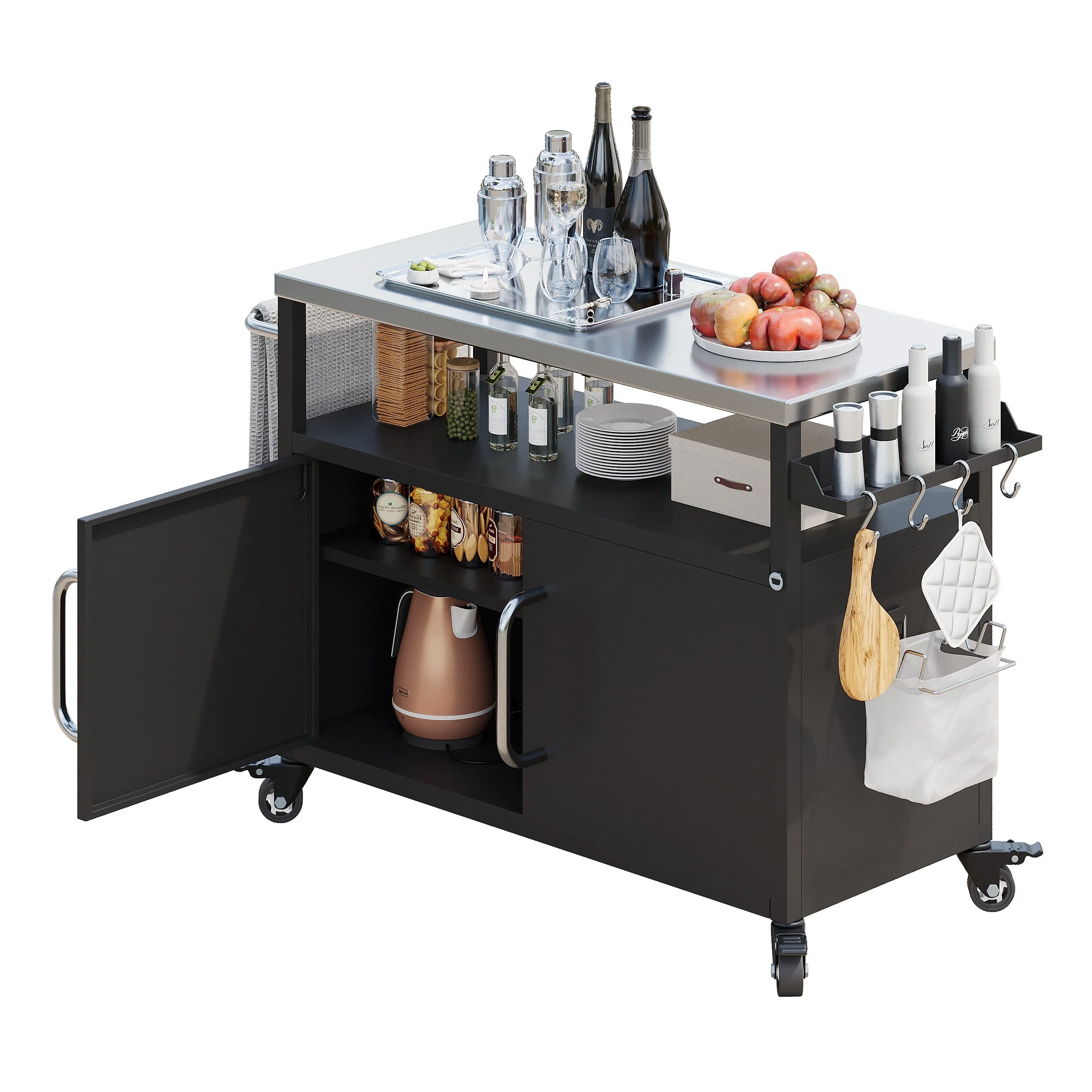 K&K 54.5" Outdoor Kitchen Island with Stainless Steel Tabletop - Image 10