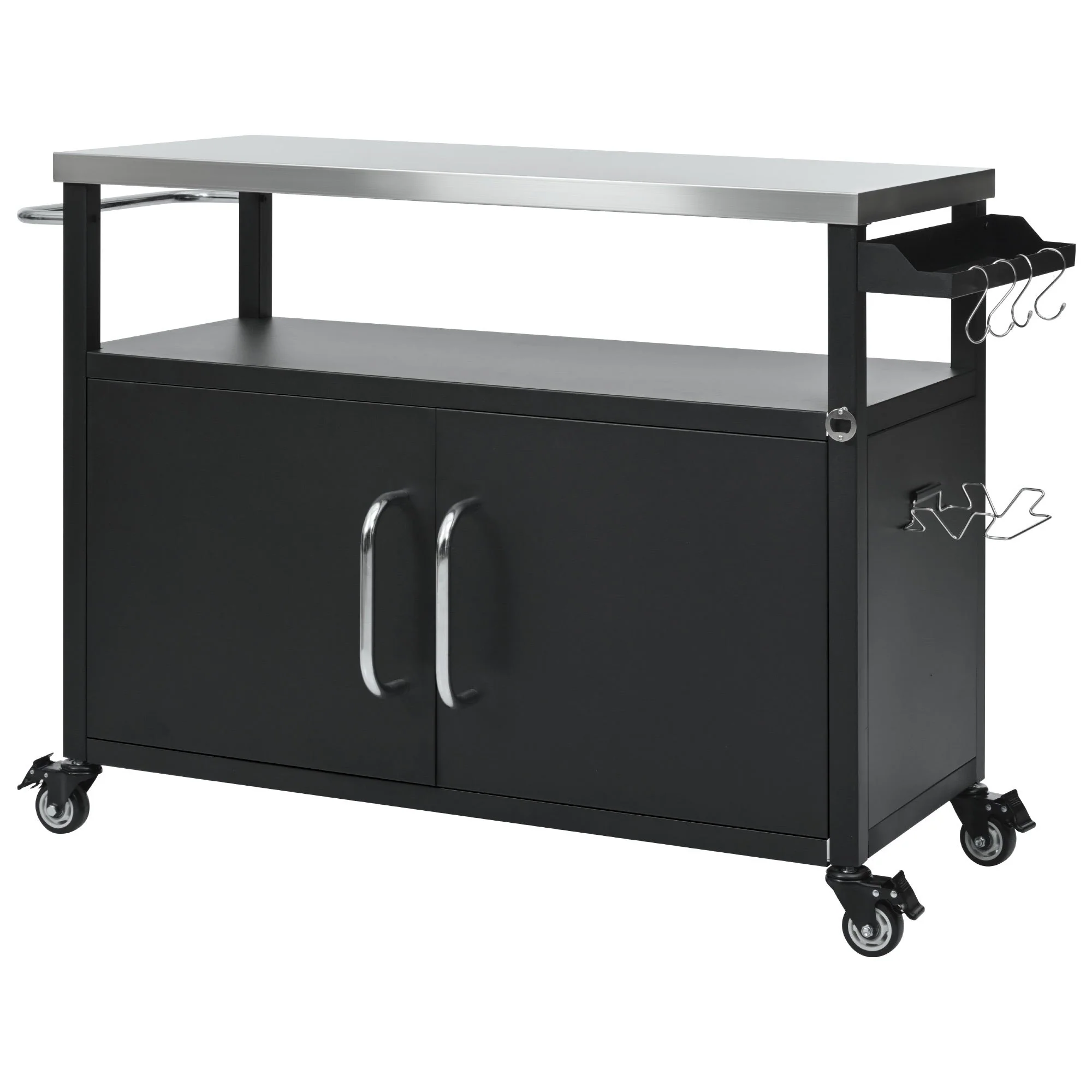 K&K 54.5" Outdoor Kitchen Island with Stainless Steel Tabletop - Image 14