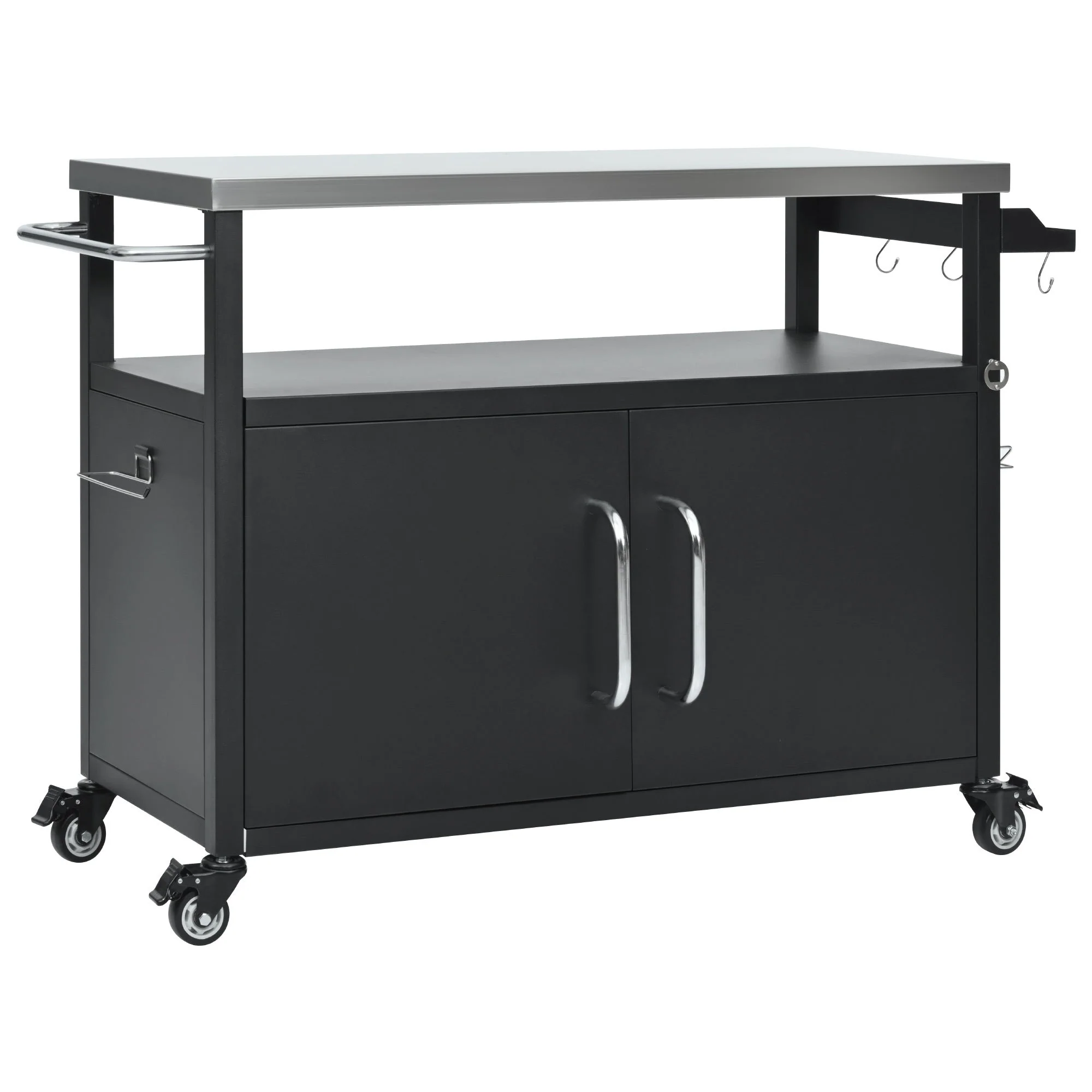 K&K 54.5" Outdoor Kitchen Island with Stainless Steel Tabletop - Image 15