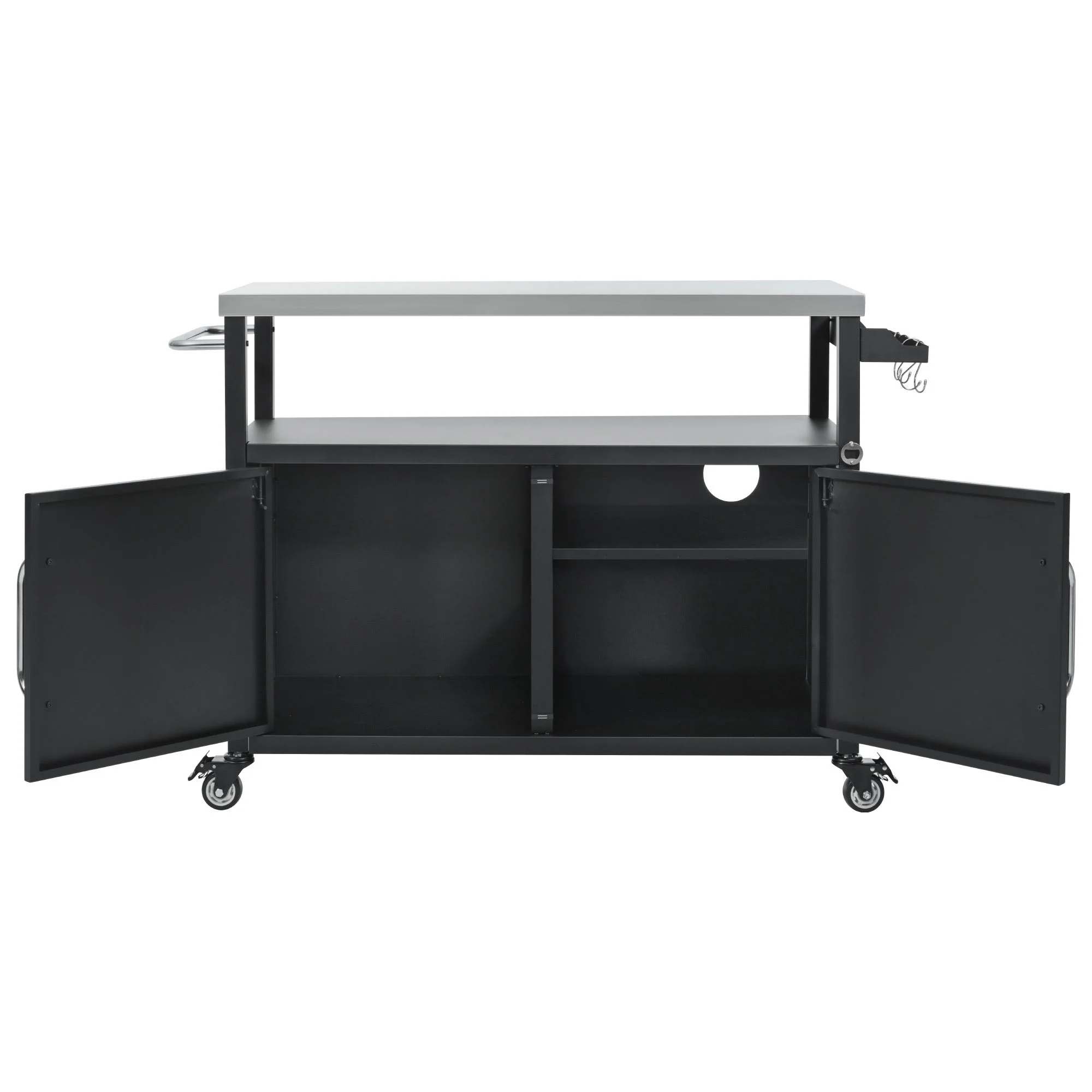 K&K 54.5" Outdoor Kitchen Island with Stainless Steel Tabletop - Image 16