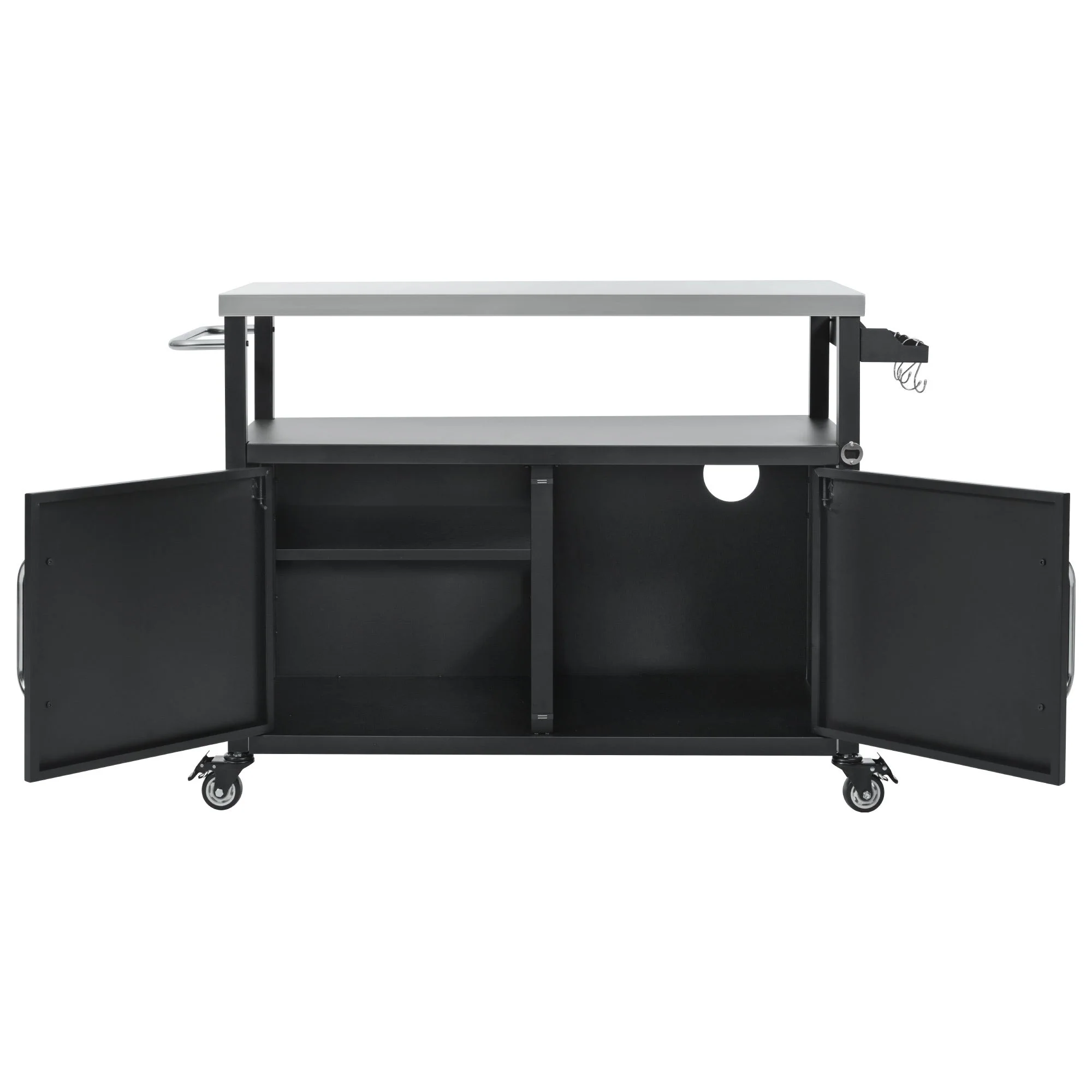 K&K 54.5" Outdoor Kitchen Island with Stainless Steel Tabletop - Image 17