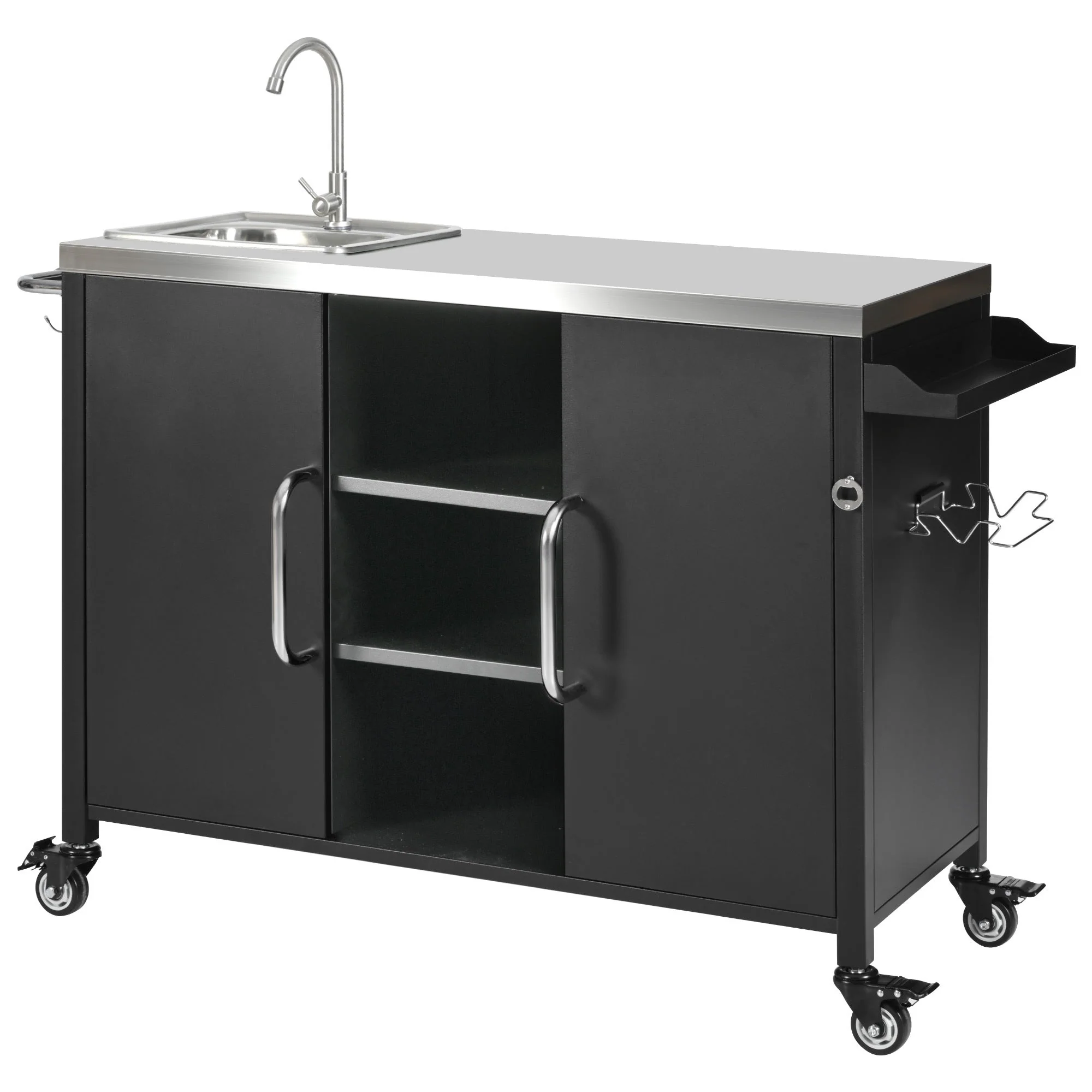 K&K 55.5" Outdoor Kitchen Island with Sink - Image 34