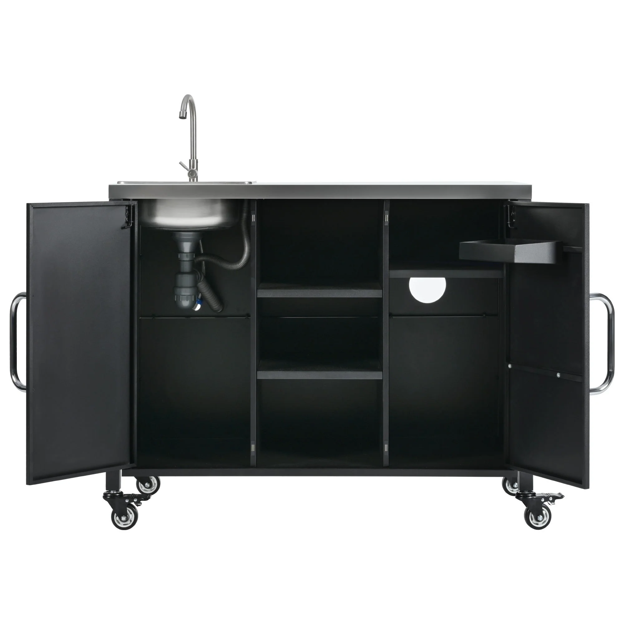 K&K 55.5" Outdoor Kitchen Island with Sink - Image 39
