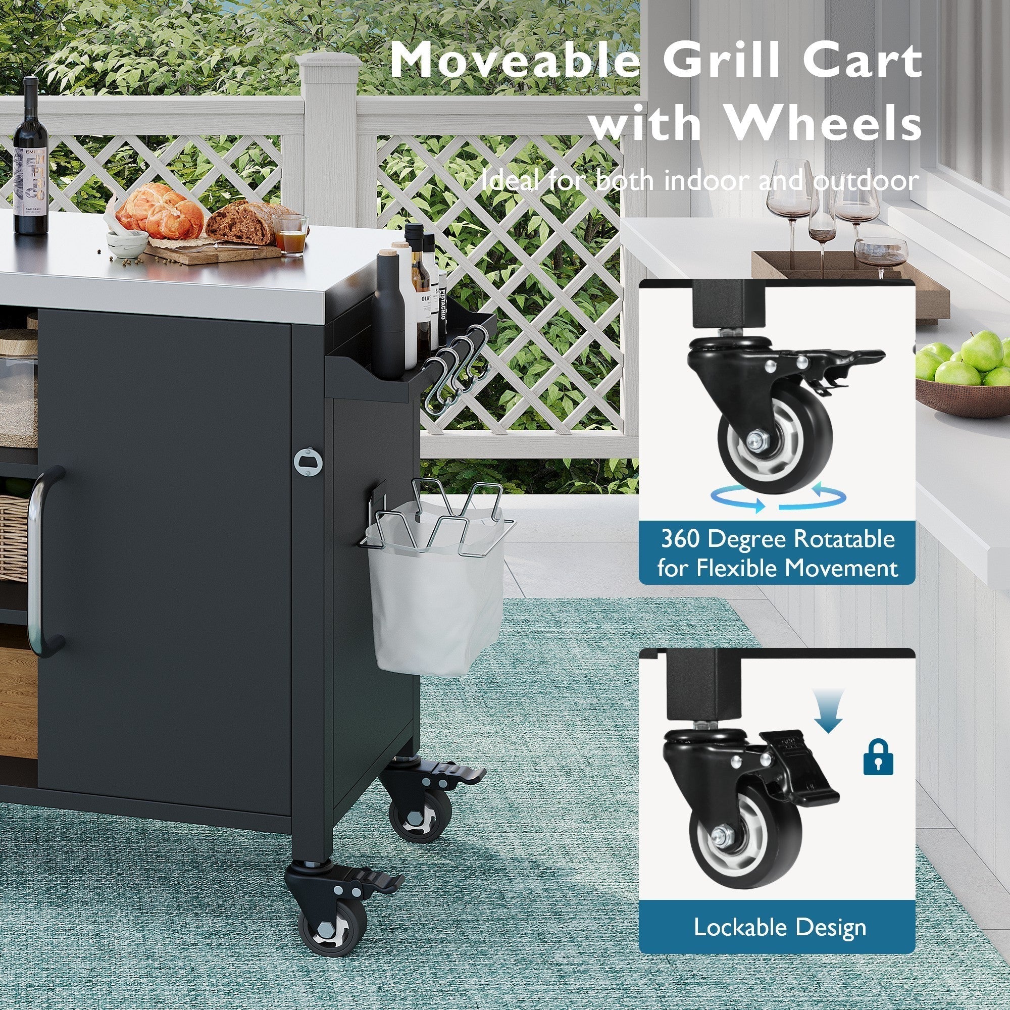 K&K 55.5" Outdoor Kitchen Island with Sink - Image 7