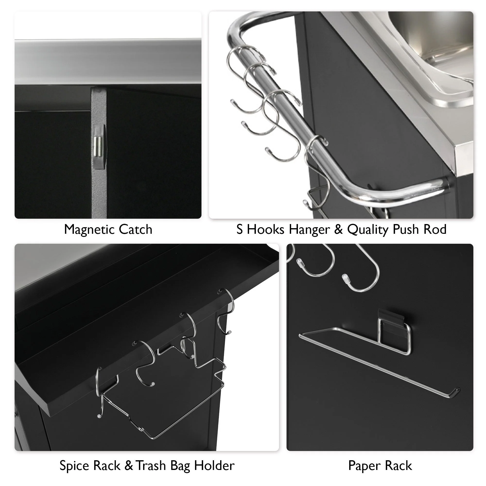 K&K 55.5" Outdoor Kitchen Island with Sink - Image 9