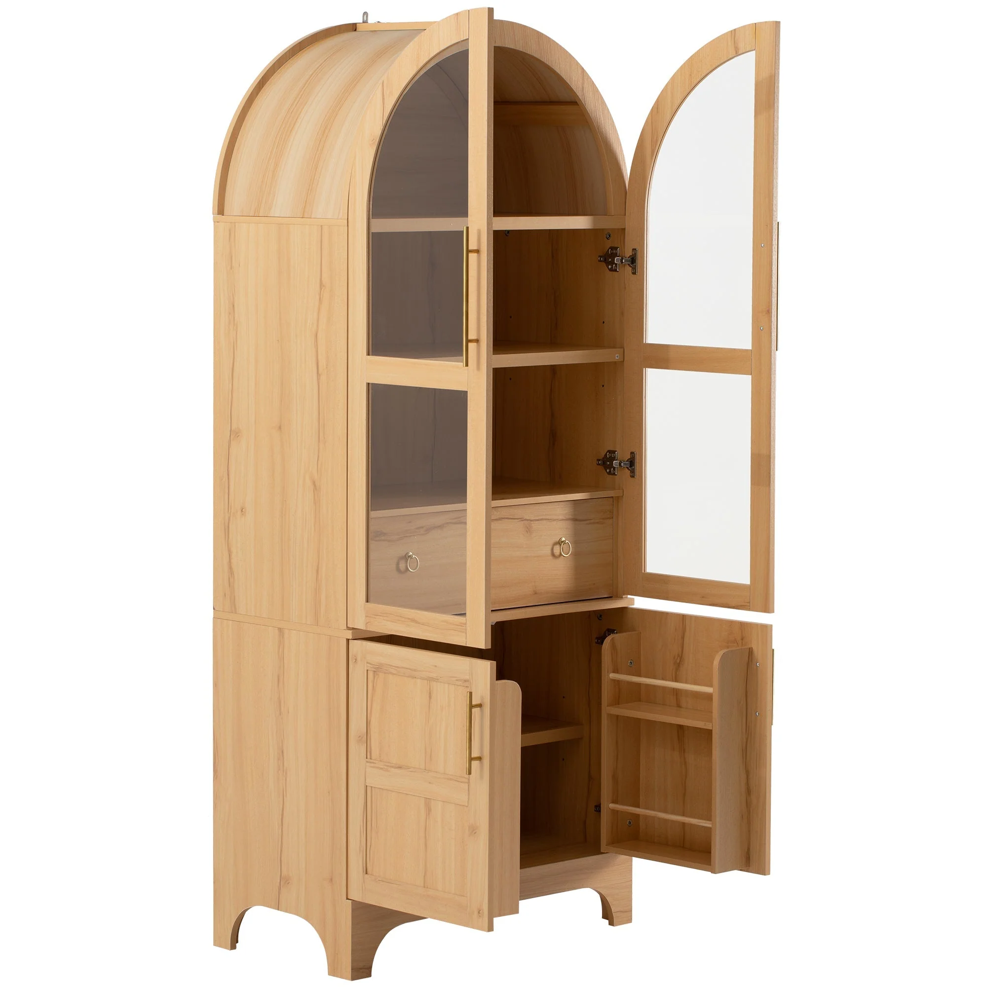 K&K 71' Tall Arched Kitchen Pantry Cabinet with Adjustable Shelves - Image 13