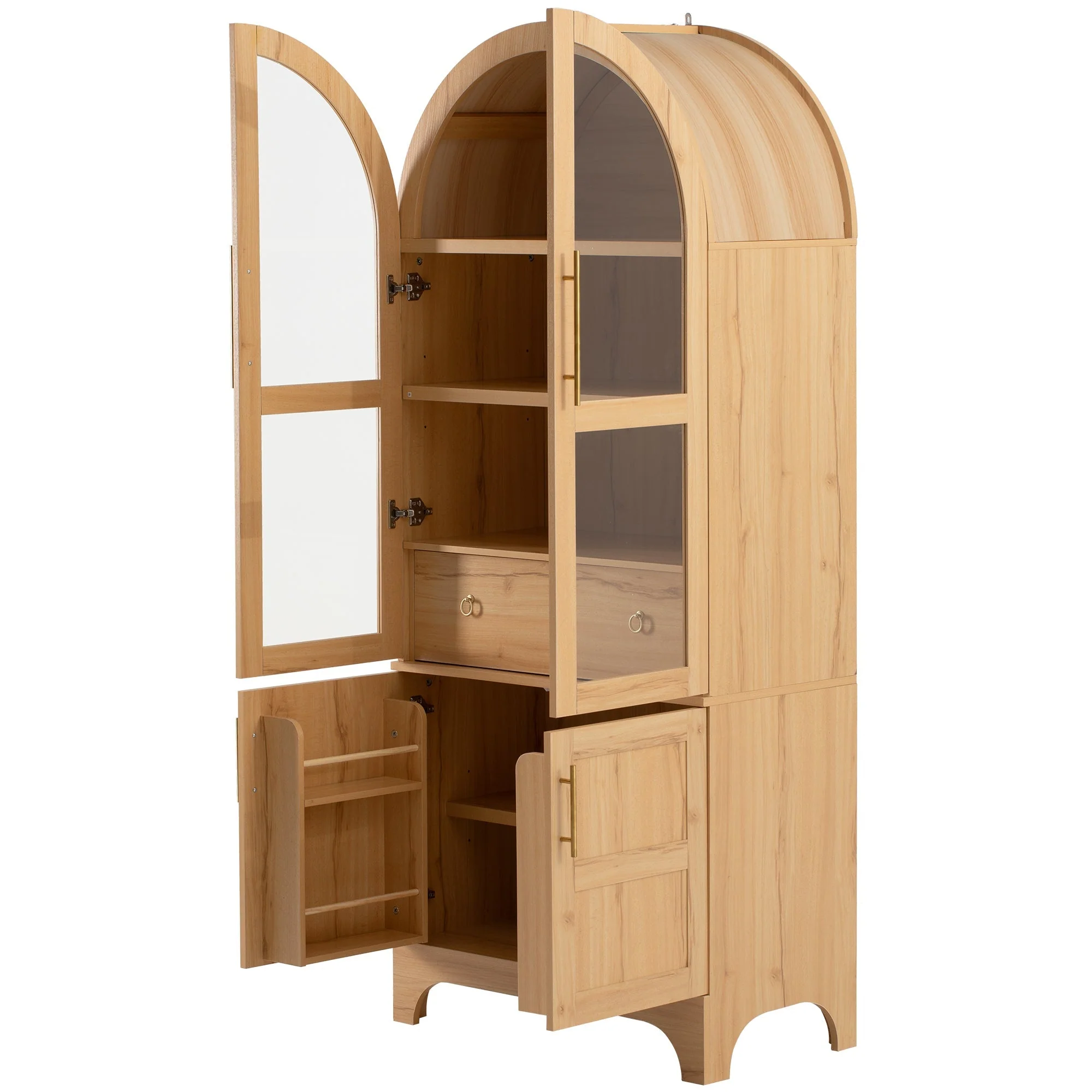 K&K 71' Tall Arched Kitchen Pantry Cabinet with Adjustable Shelves - Image 15