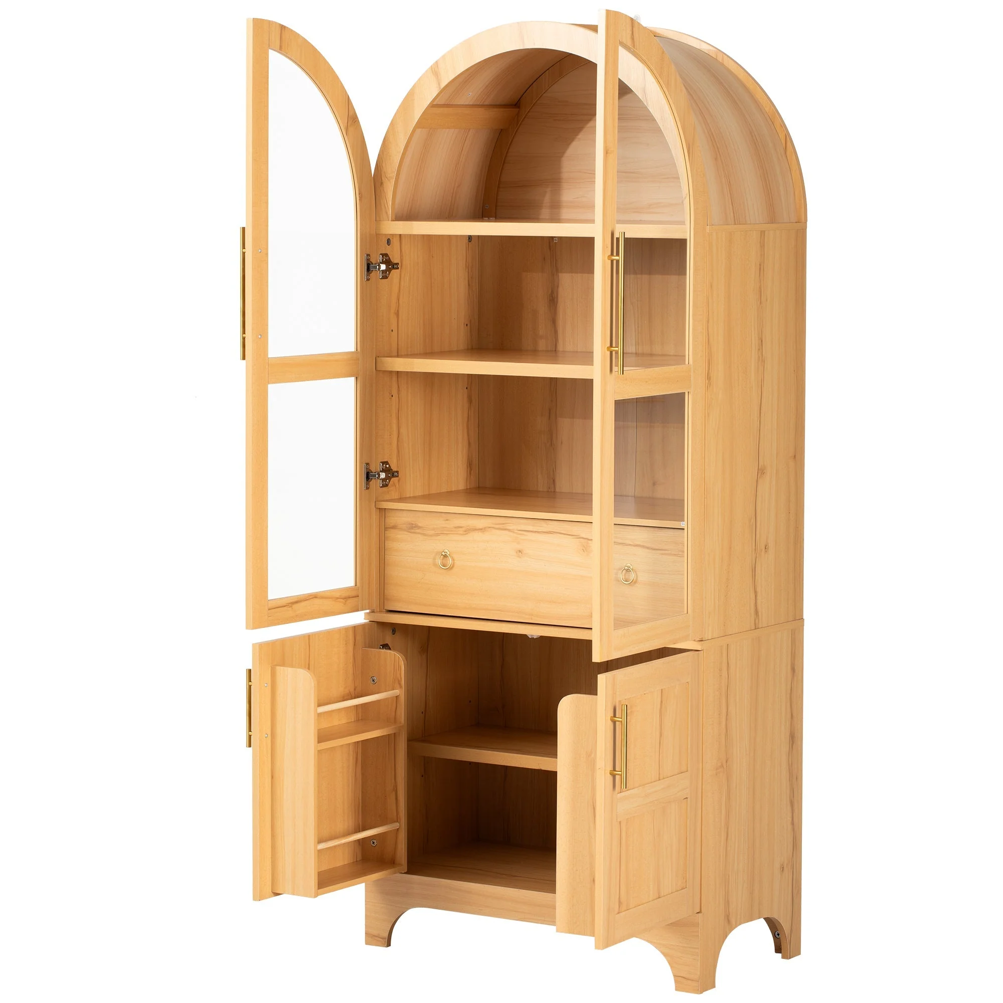 K&K 71' Tall Arched Kitchen Pantry Cabinet with Adjustable Shelves - Image 16