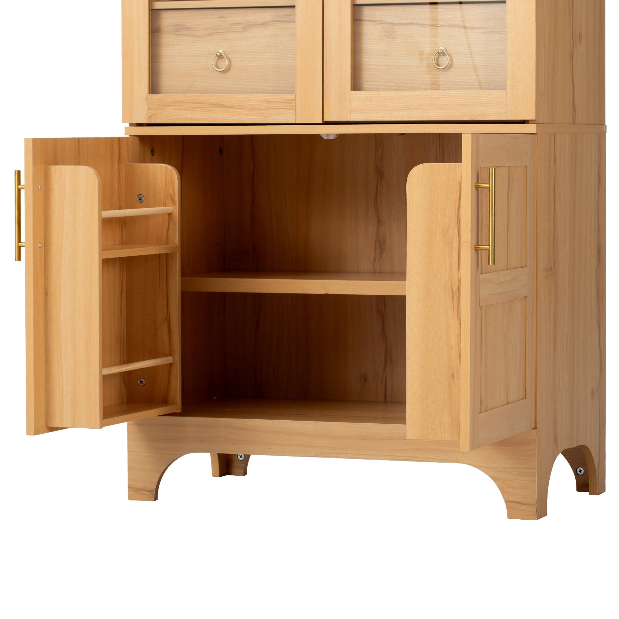 K&K 71' Tall Arched Kitchen Pantry Cabinet with Adjustable Shelves - Image 18