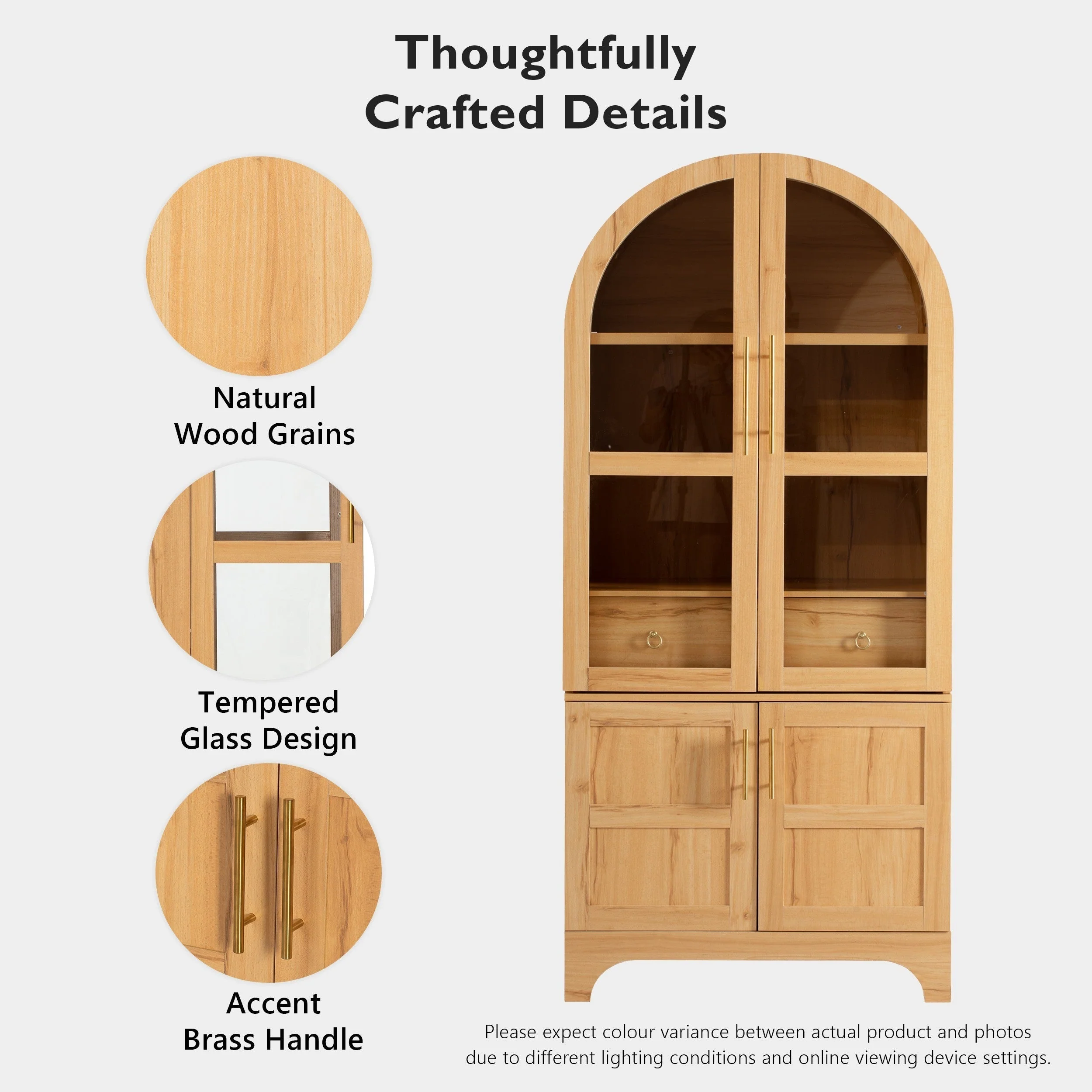 K&K 71' Tall Arched Kitchen Pantry Cabinet with Adjustable Shelves - Image 5