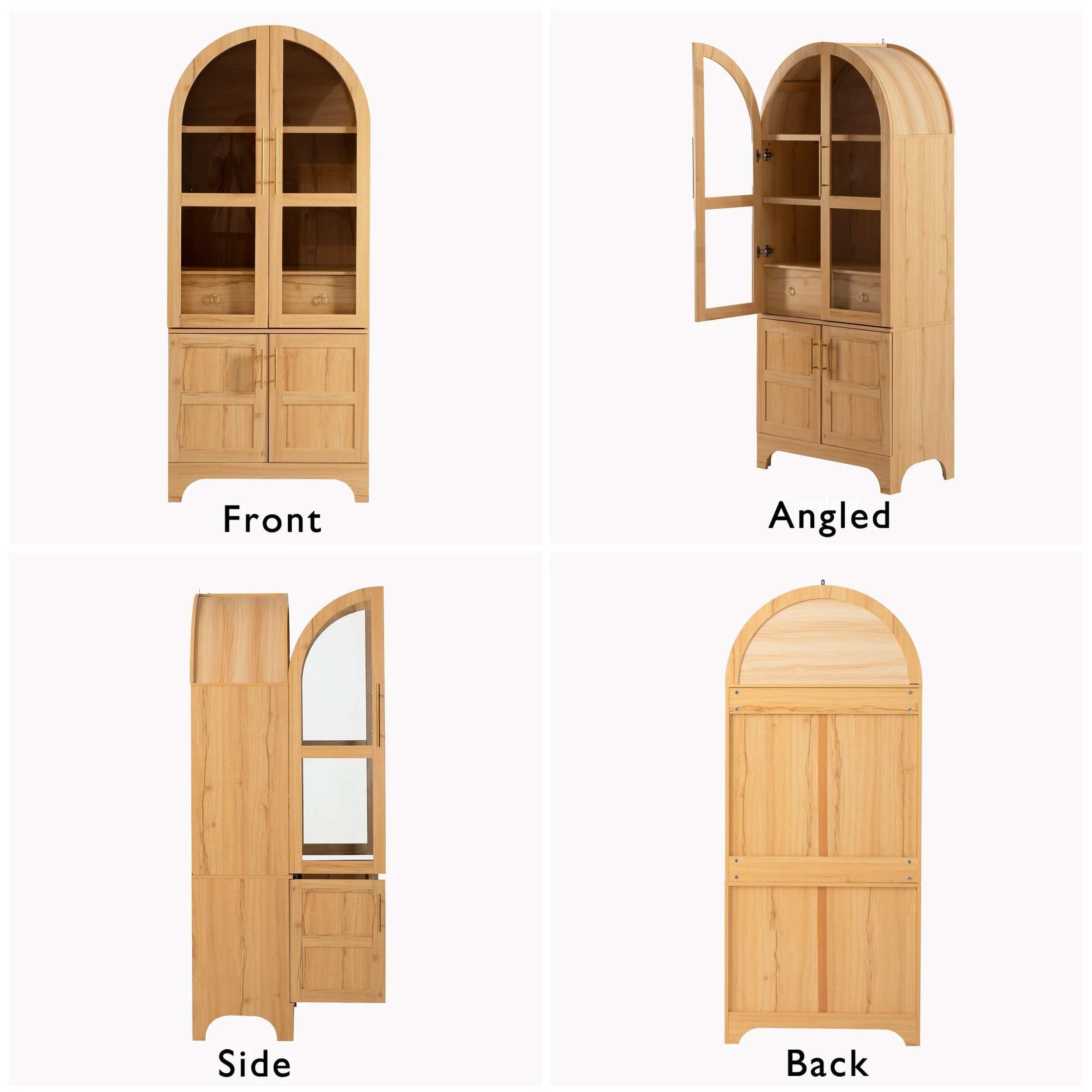 K&K 71' Tall Arched Kitchen Pantry Cabinet with Adjustable Shelves - Image 9
