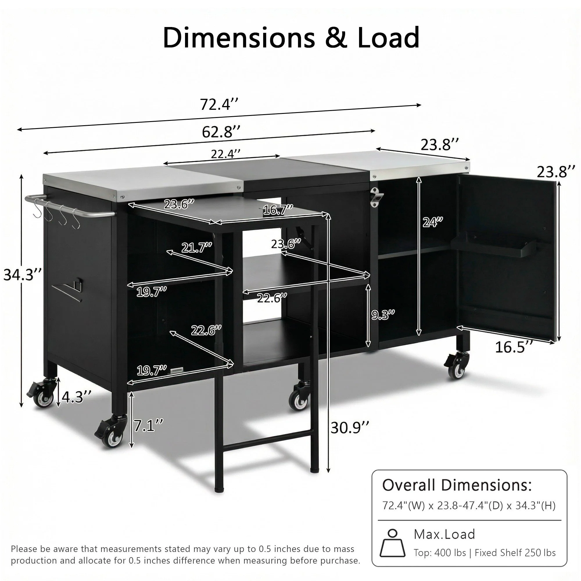 K&K 72.4' Large Grill Table for Big Green Egg - Image 13