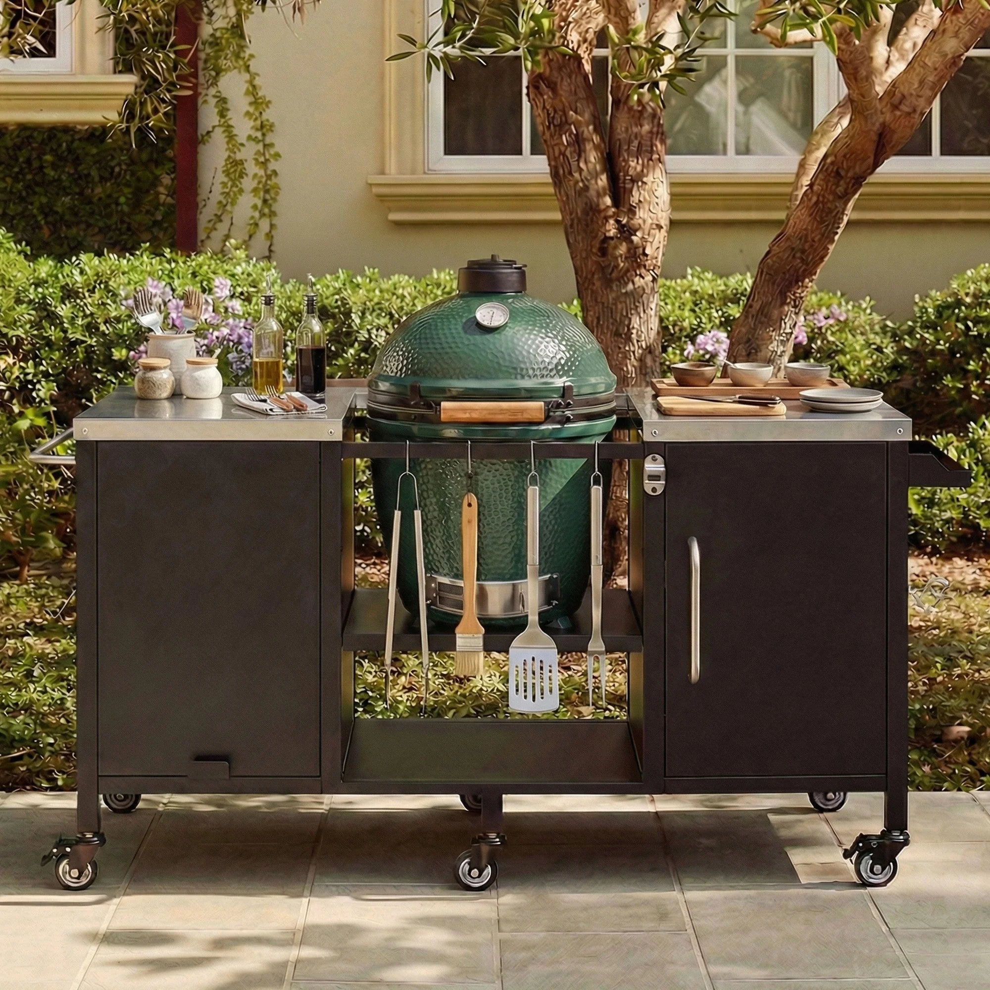 K&K 72.4' Large Grill Table for Big Green Egg - Image 15