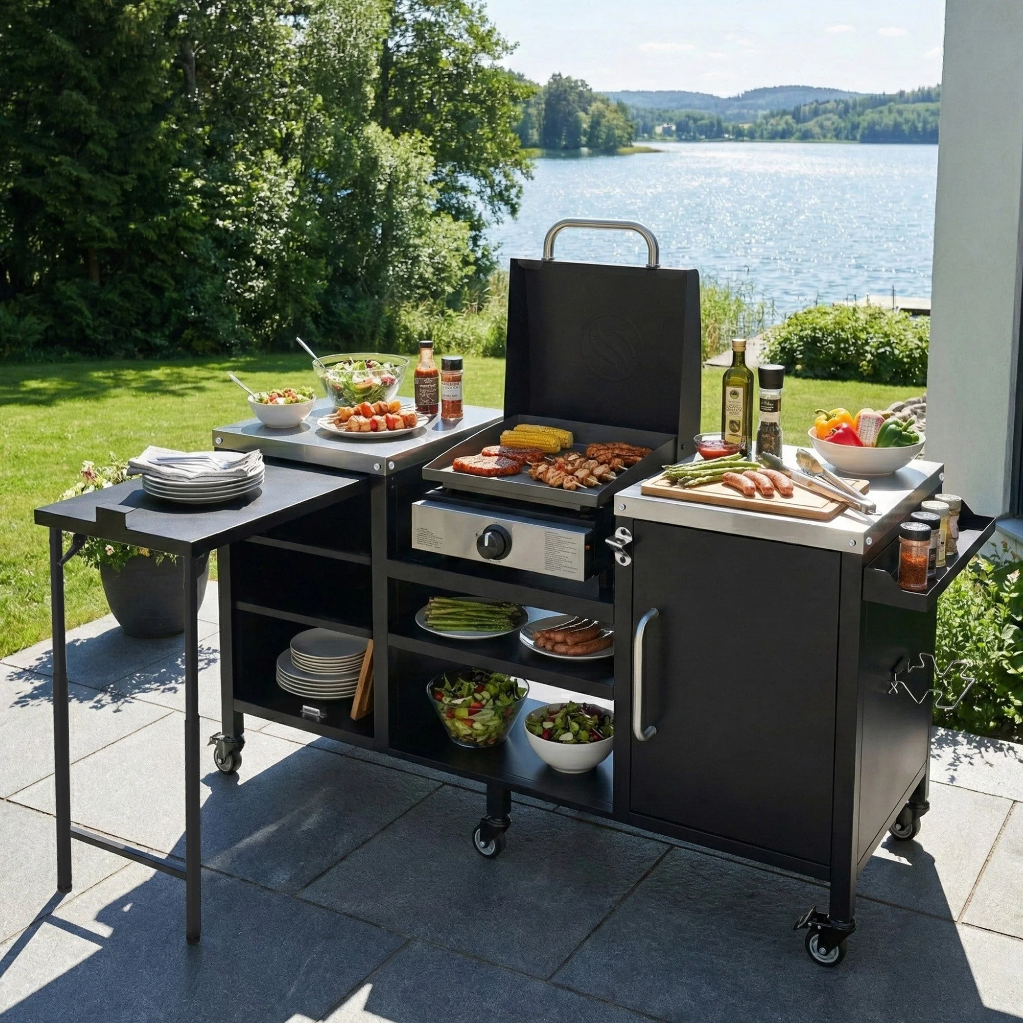 K&K 72.4' Large Grill Table for Big Green Egg - Image 2