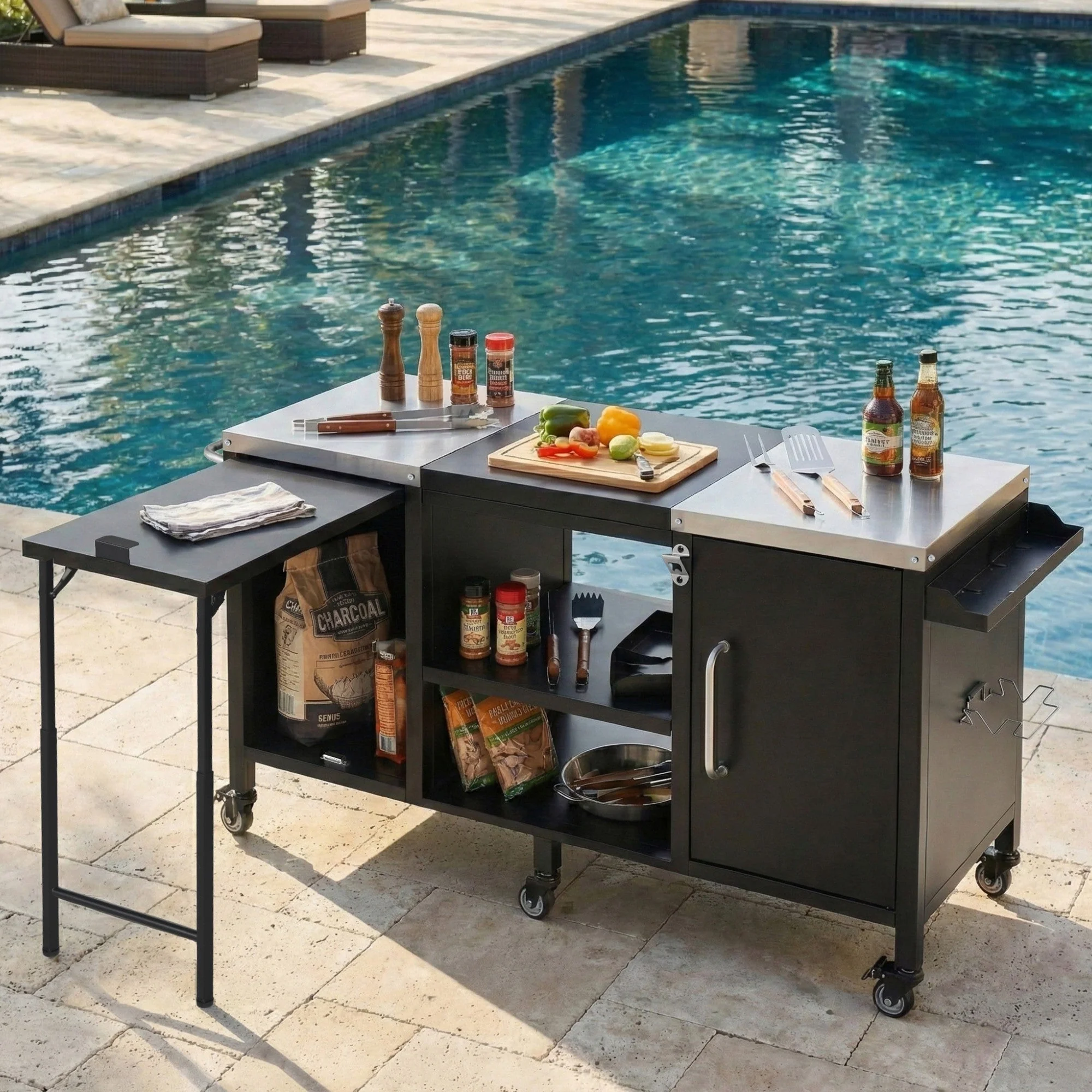 K&K 72.4' Large Grill Table for Big Green Egg - Image 5