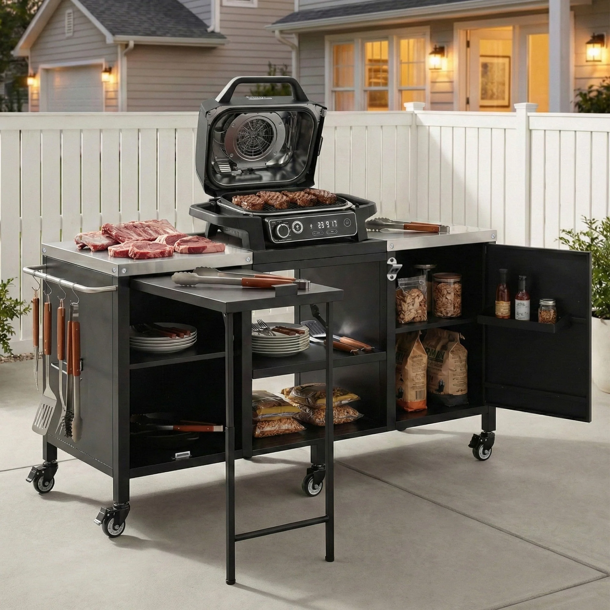 K&K 72.4' Large Grill Table for Big Green Egg - Image 6