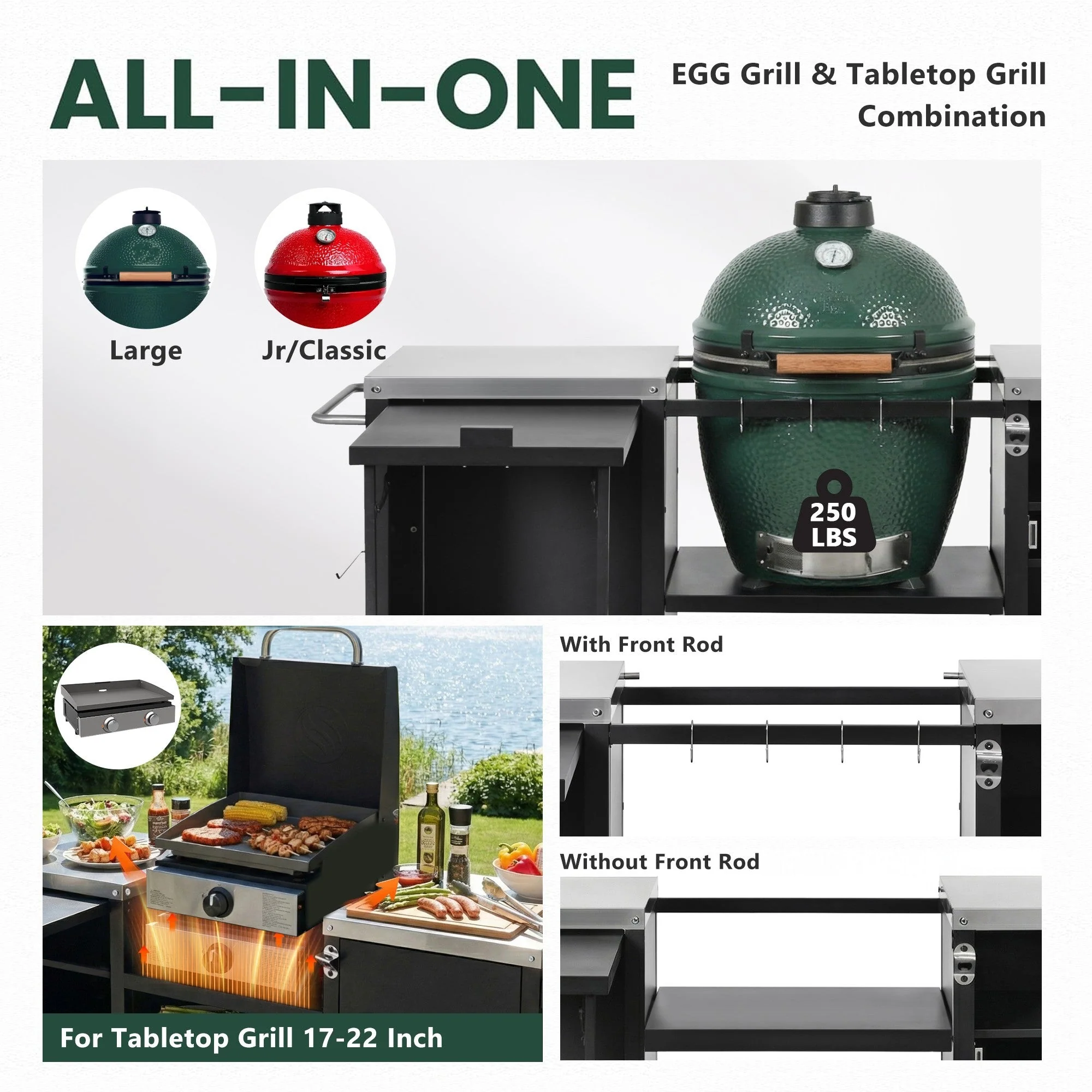 K&K 72.4' Large Grill Table for Big Green Egg - Image 8