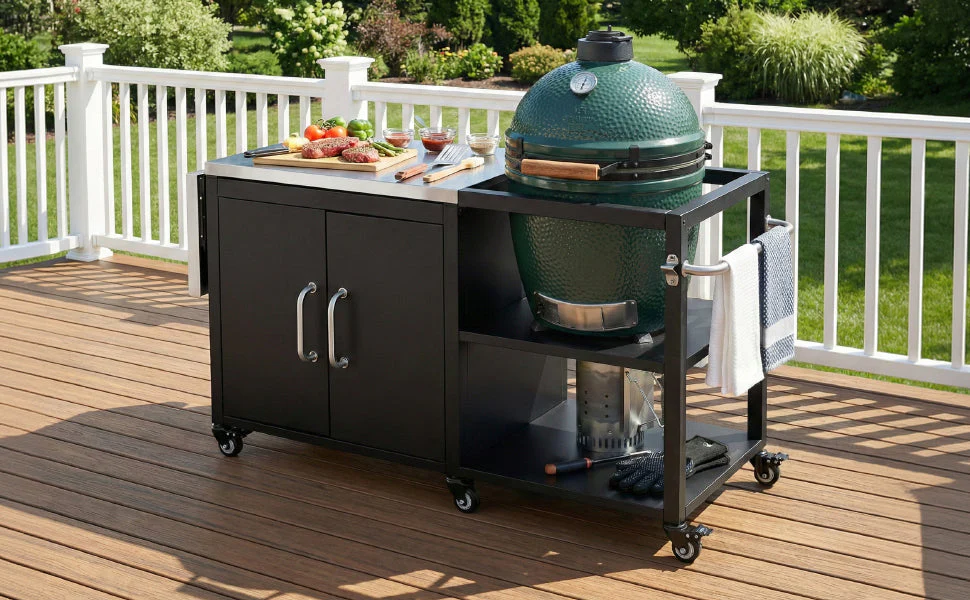 K&K 76.6' Outdoor Grill Cart with Storage Cabinet - Image 29