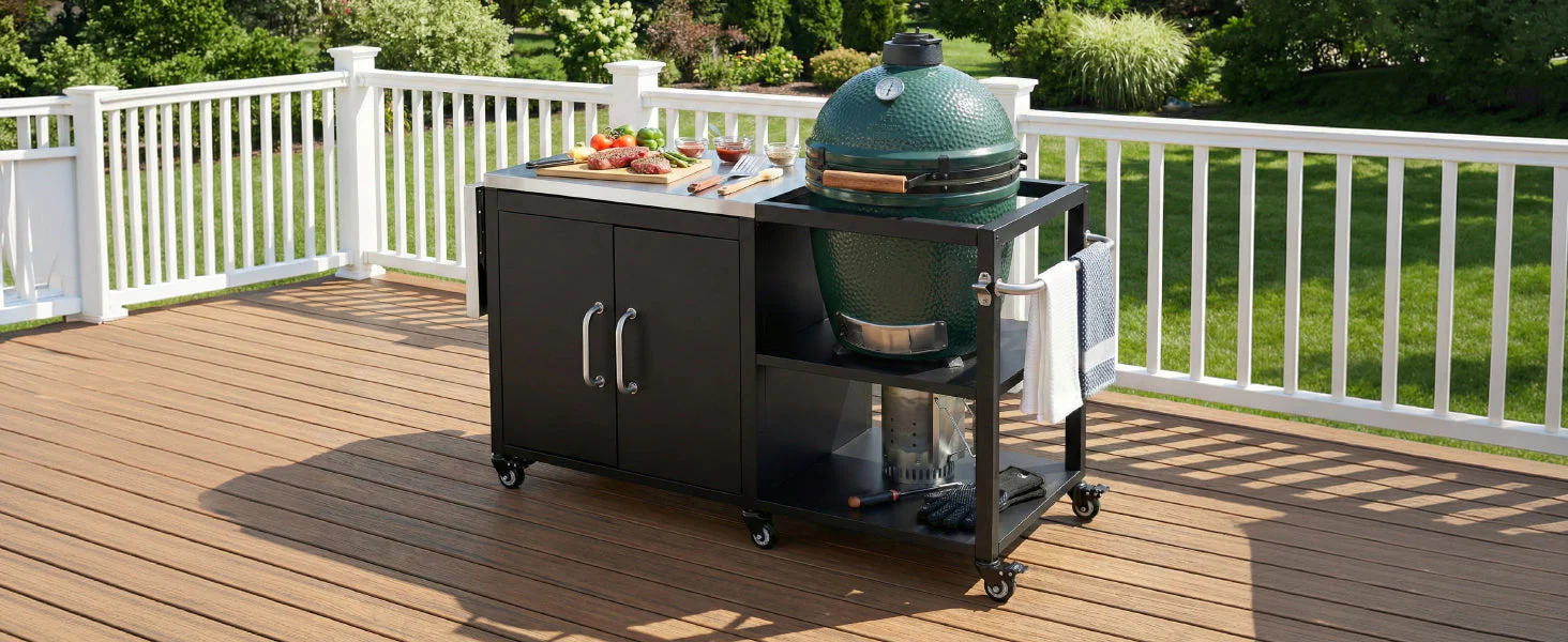 K&K 76.6' Outdoor Grill Cart with Storage Cabinet - Image 30