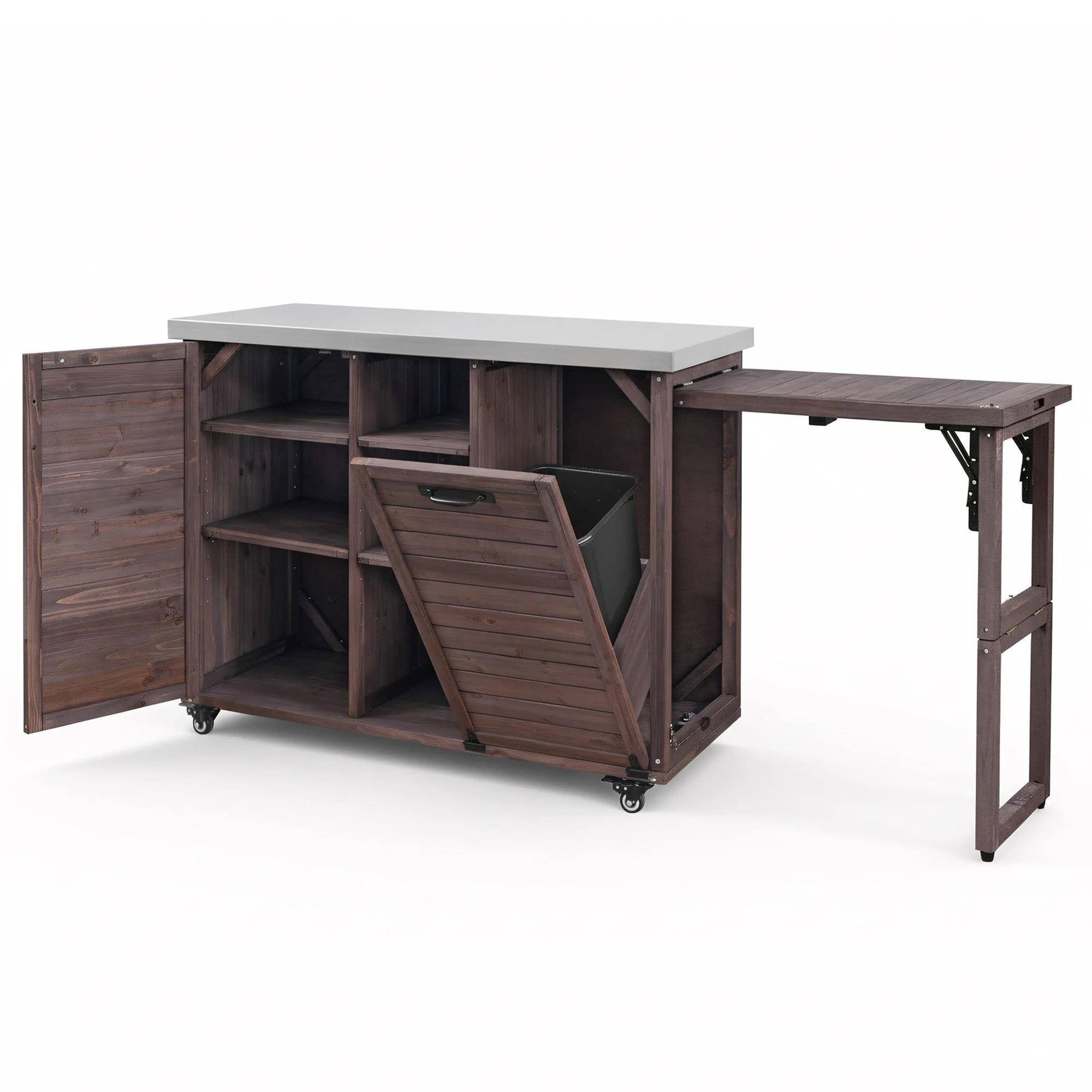 K&K 78.3' Outdoor Kitchen Island with Foldable Grill Table - Image 11