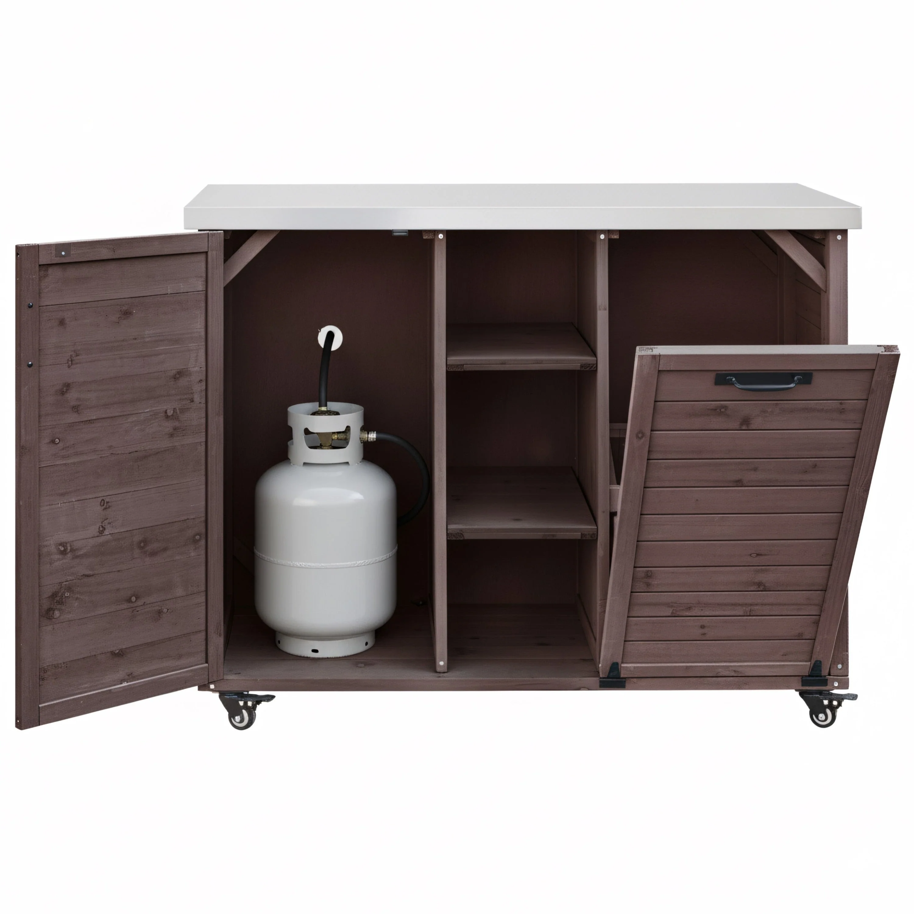 K&K 78.3' Outdoor Kitchen Island with Foldable Grill Table - Image 16