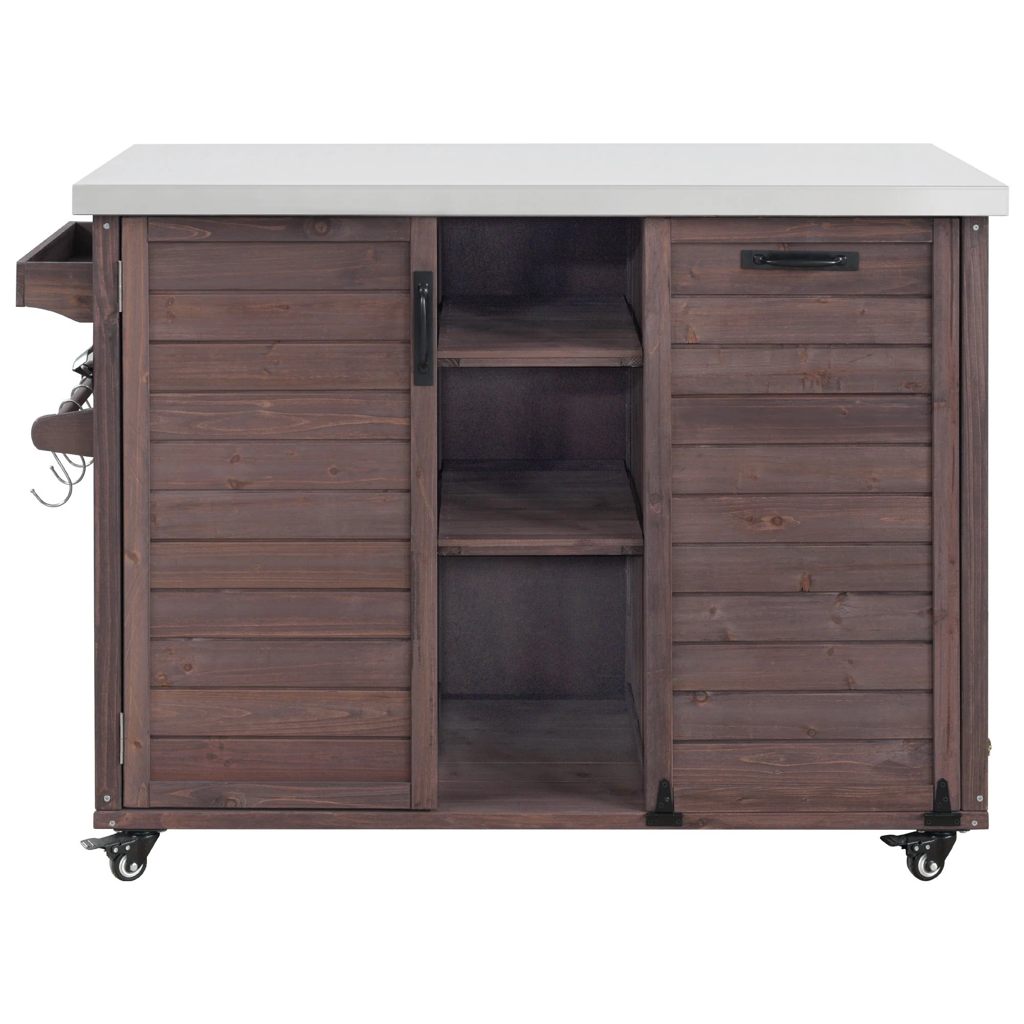 K&K 78.3' Outdoor Kitchen Island with Foldable Grill Table - Image 18