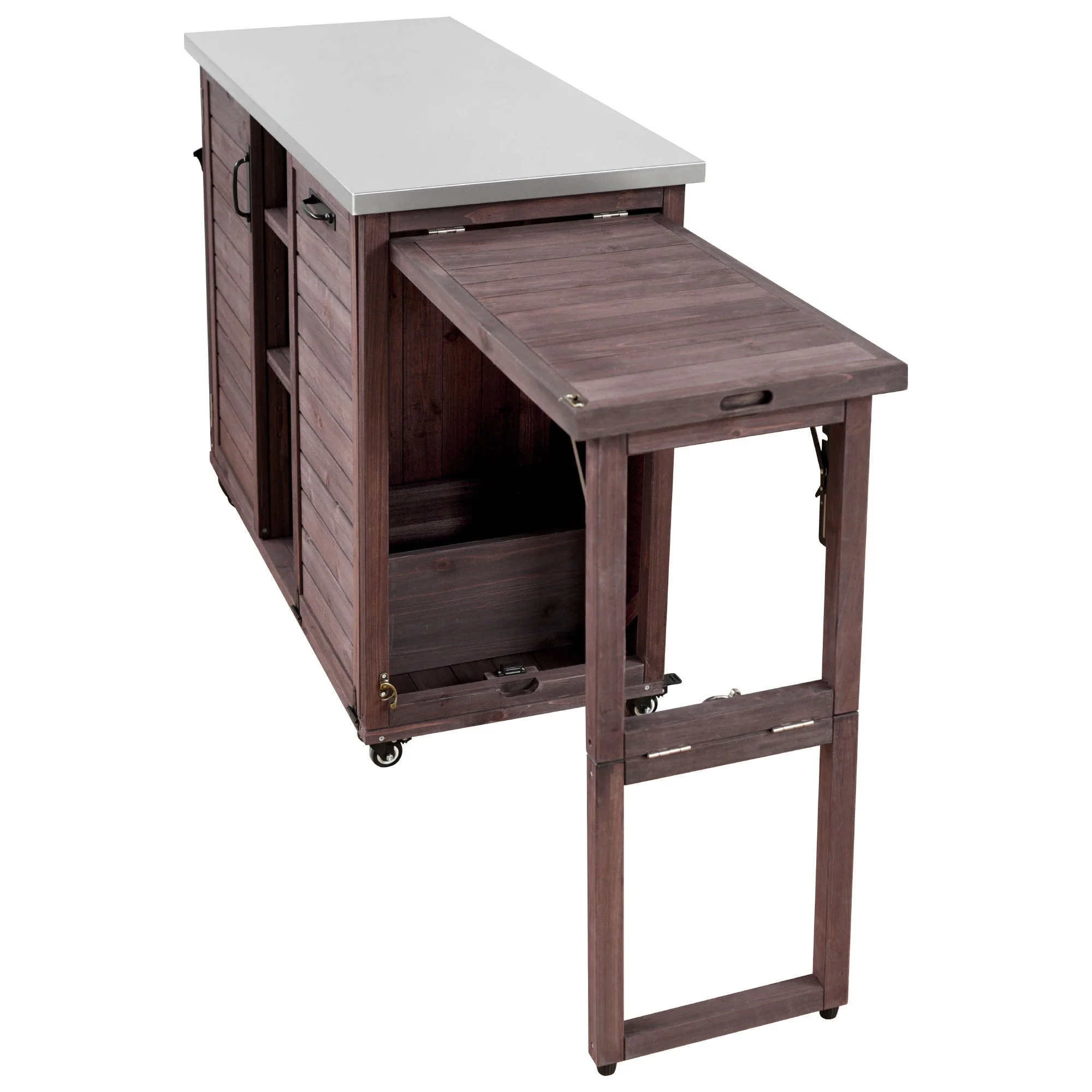 K&K 78.3' Outdoor Kitchen Island with Foldable Grill Table - Image 19