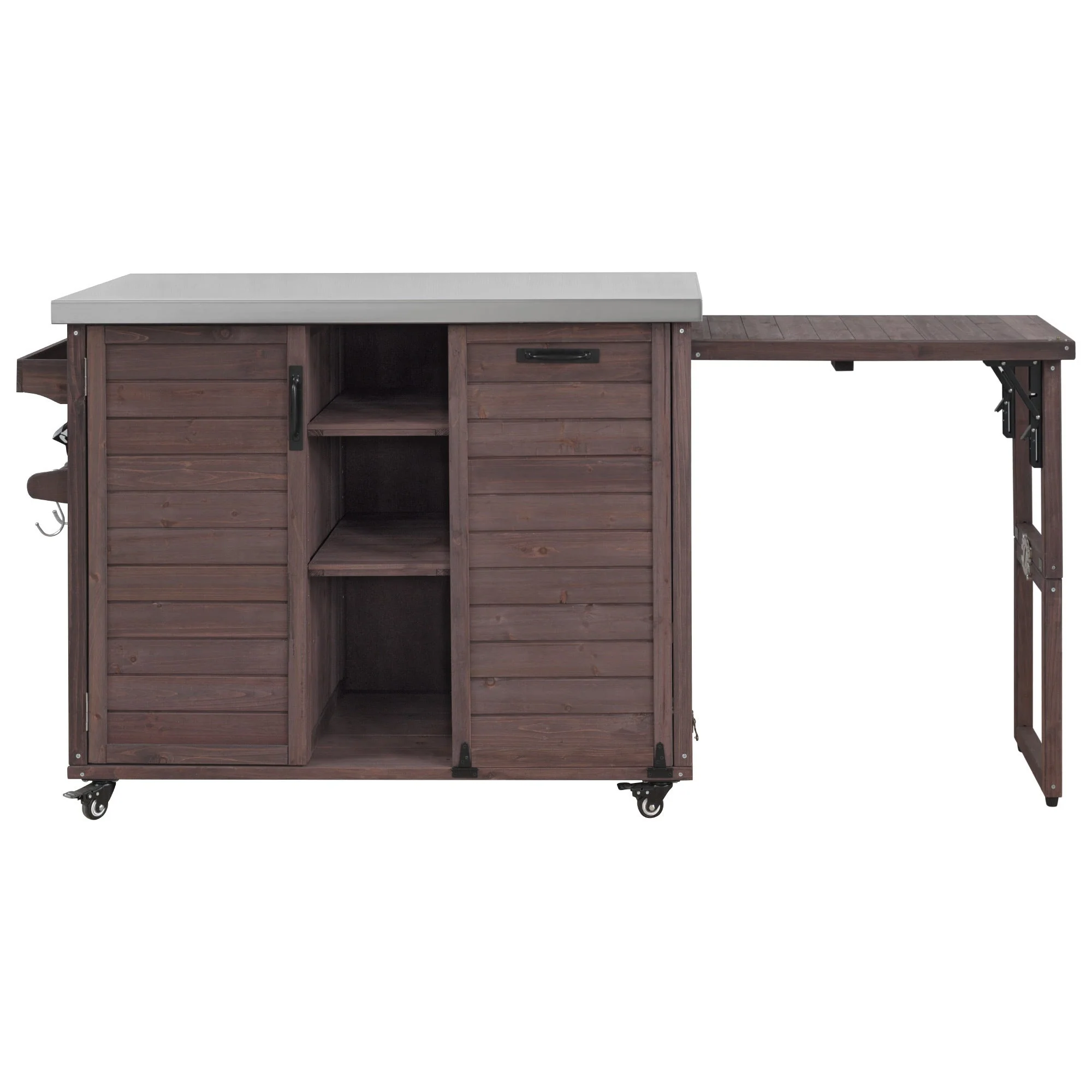 K&K 78.3' Outdoor Kitchen Island with Foldable Grill Table - Image 41