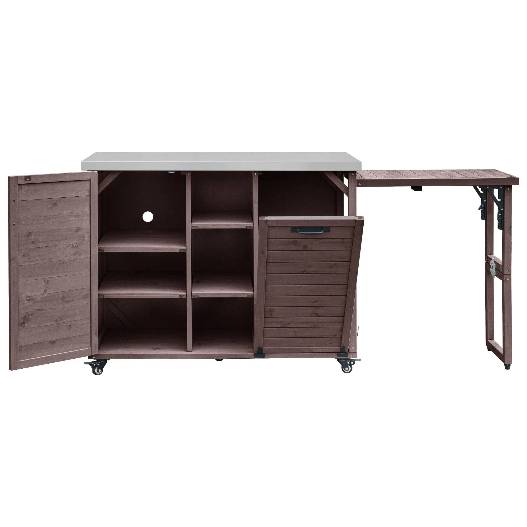 K&K 78.3' Outdoor Kitchen Island with Foldable Grill Table - Image 42