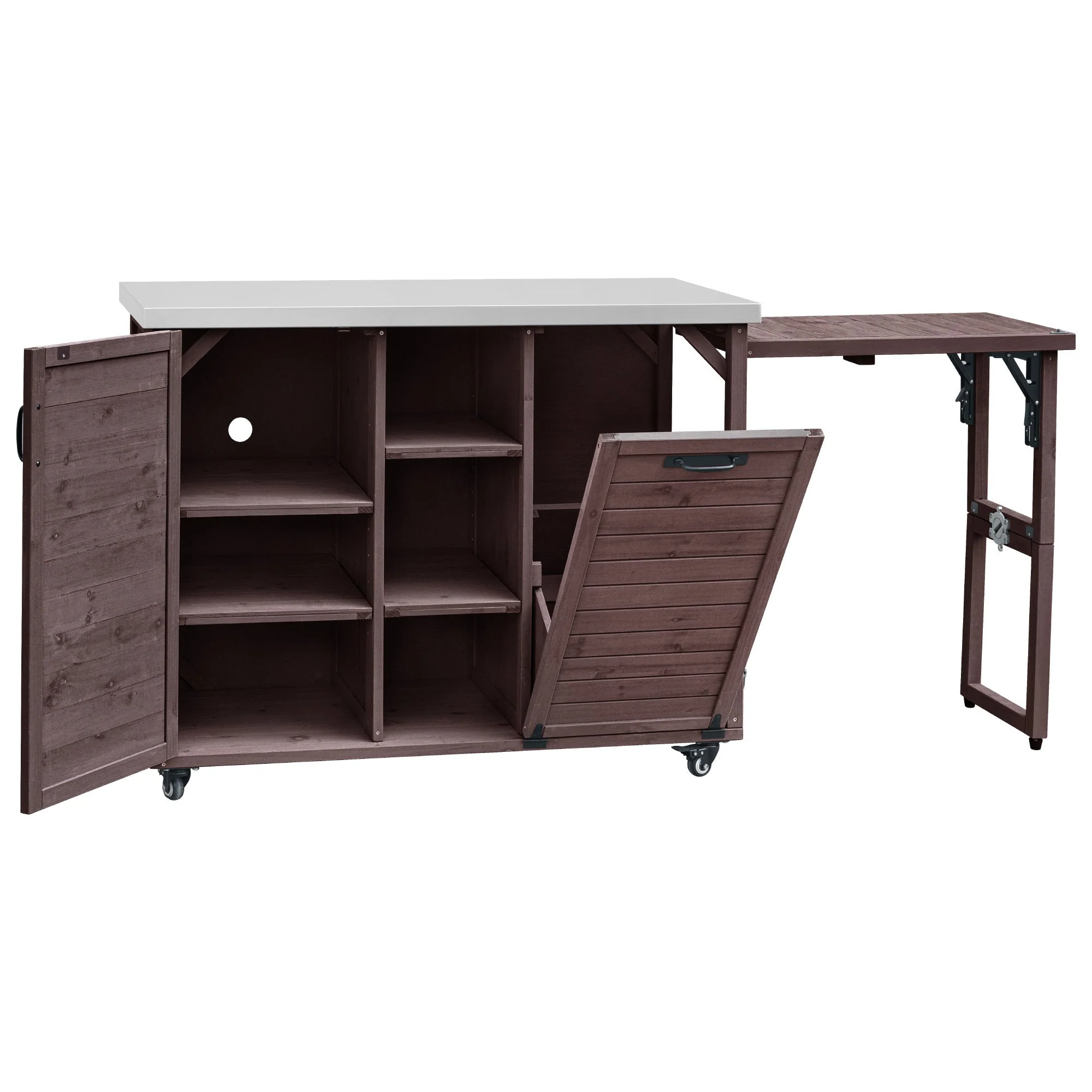 K&K 78.3' Outdoor Kitchen Island with Foldable Grill Table - Image 50