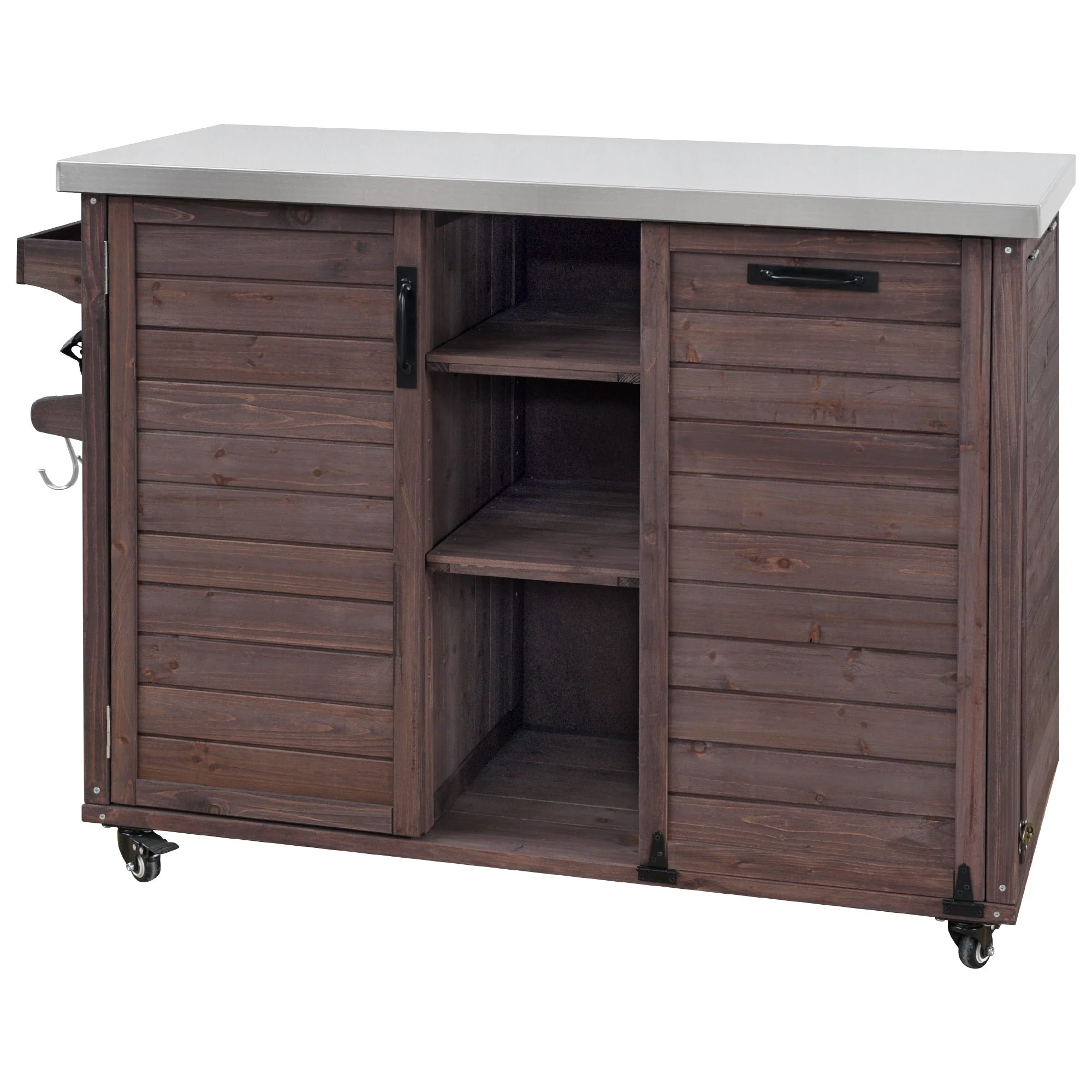 K&K 78.3' Outdoor Kitchen Island with Foldable Grill Table - Image 52