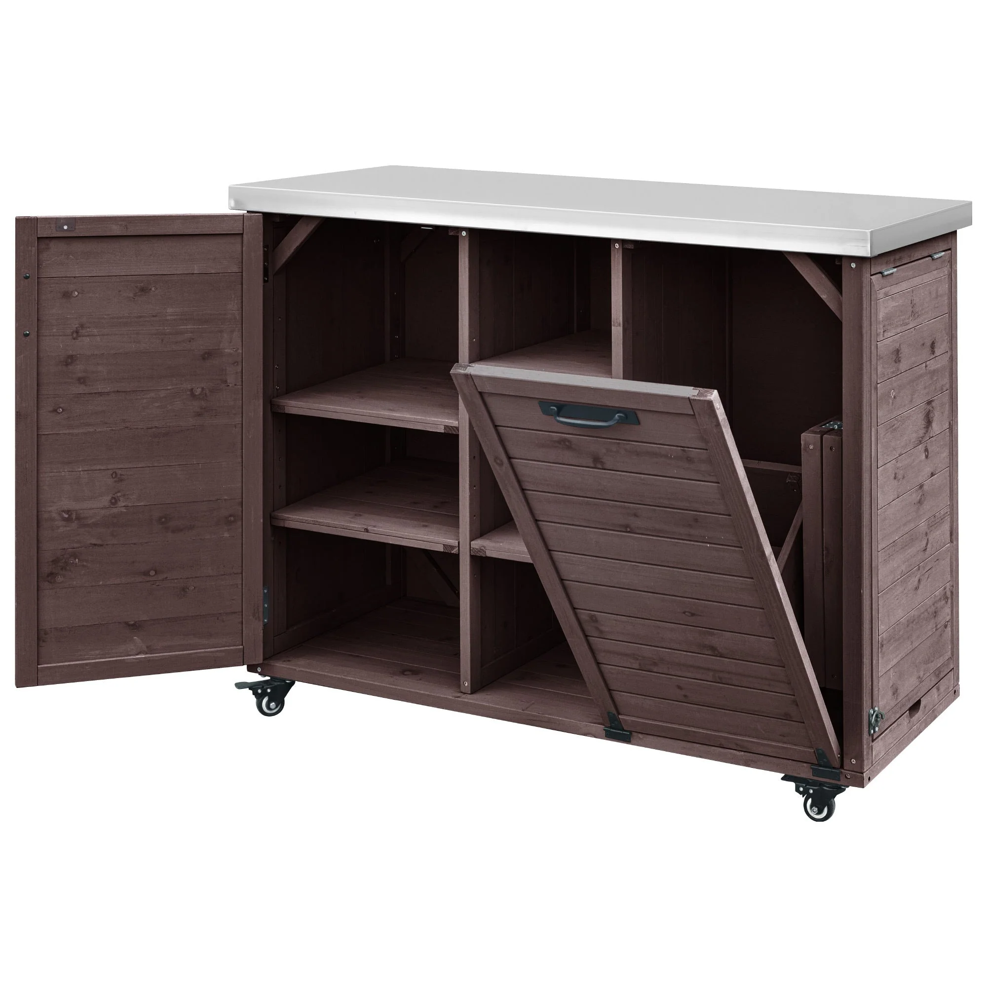 K&K 78.3' Outdoor Kitchen Island with Foldable Grill Table - Image 54