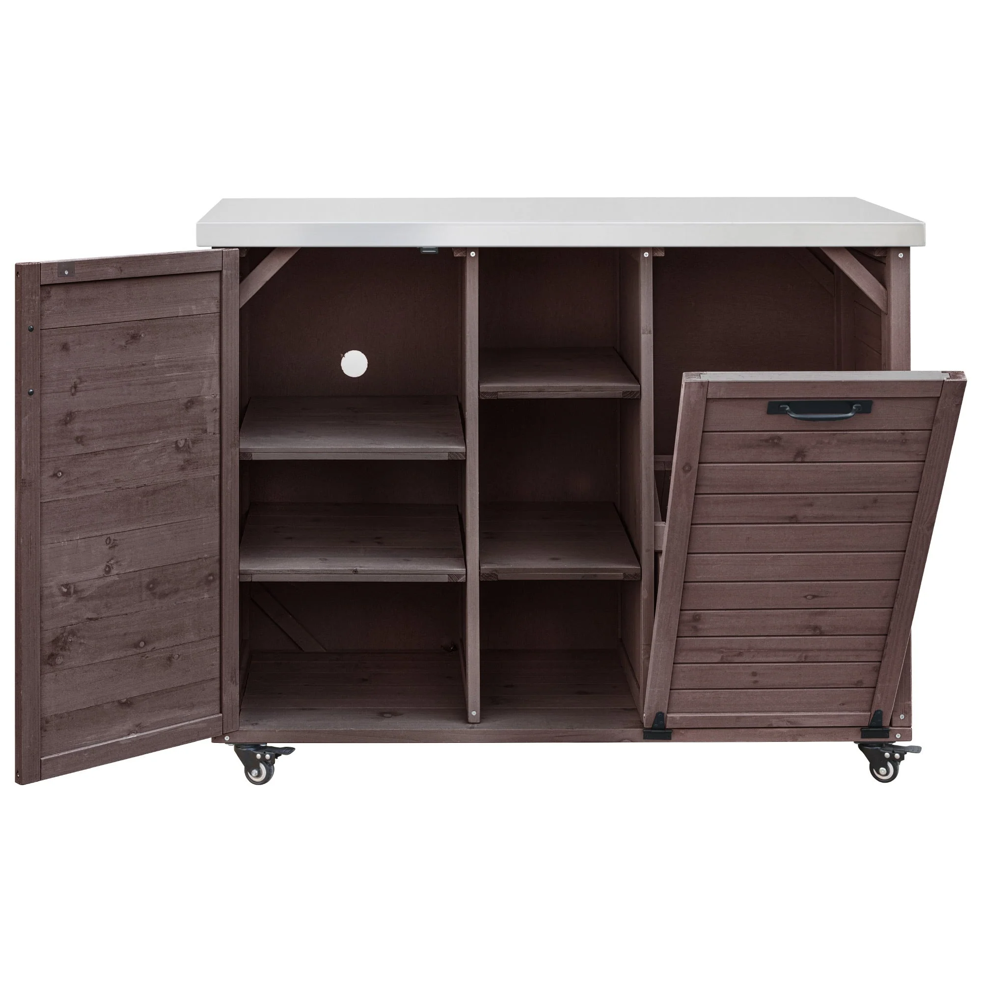 K&K 78.3' Outdoor Kitchen Island with Foldable Grill Table - Image 55