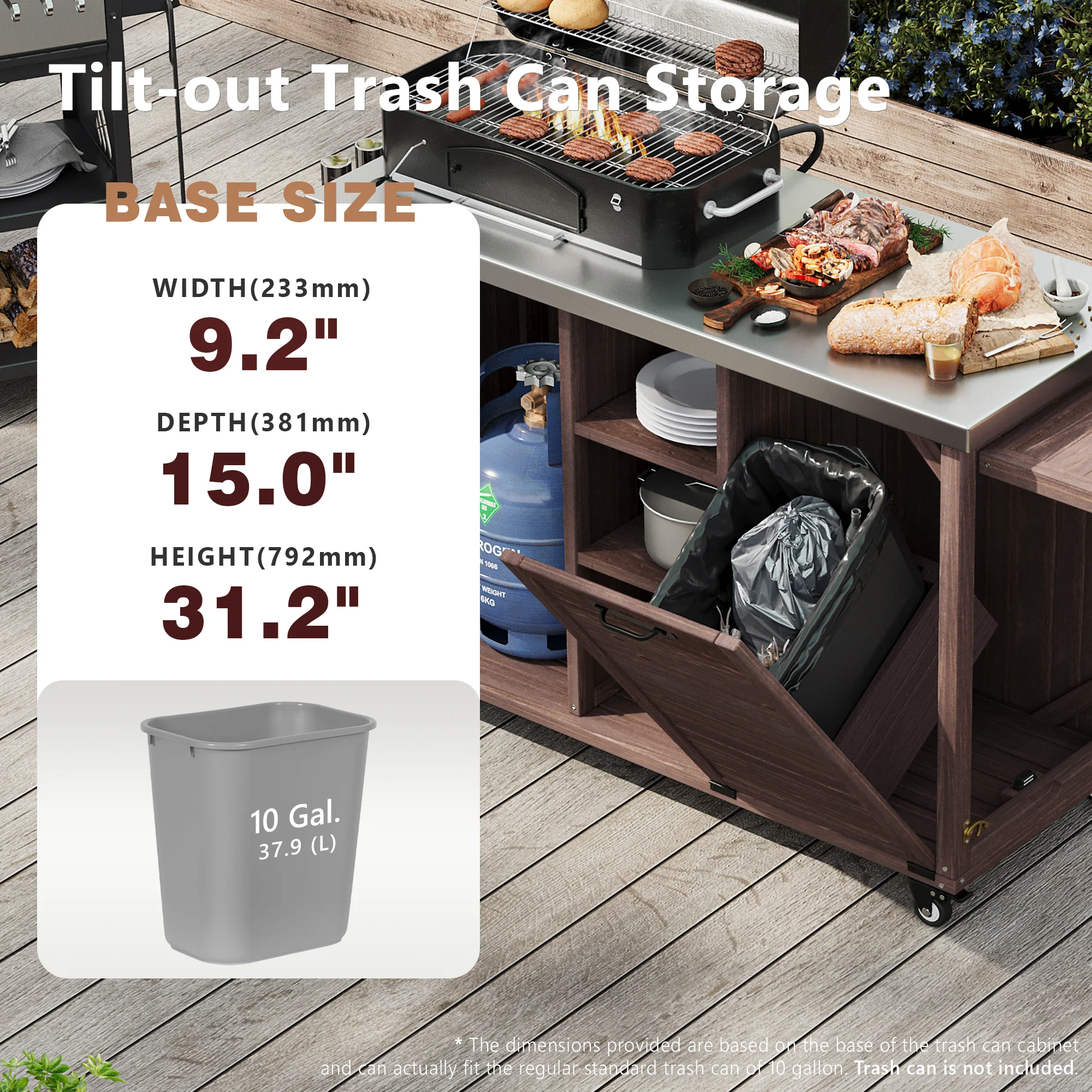 K&K 78.3' Outdoor Kitchen Island with Foldable Grill Table - Image 6
