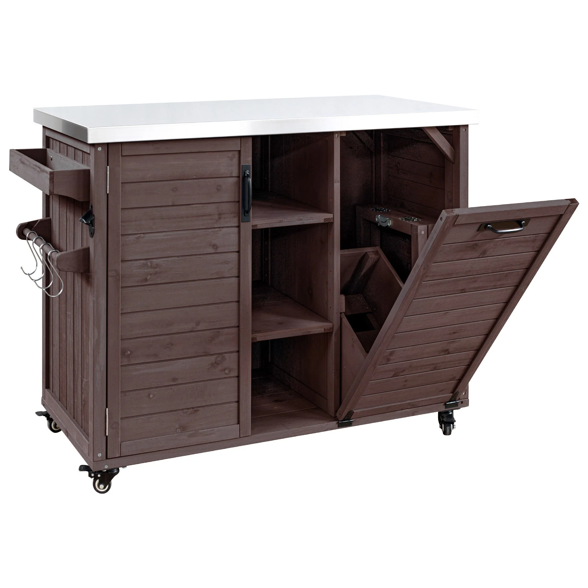 K&K 78.3' Outdoor Kitchen Island with Foldable Grill Table - Image 60