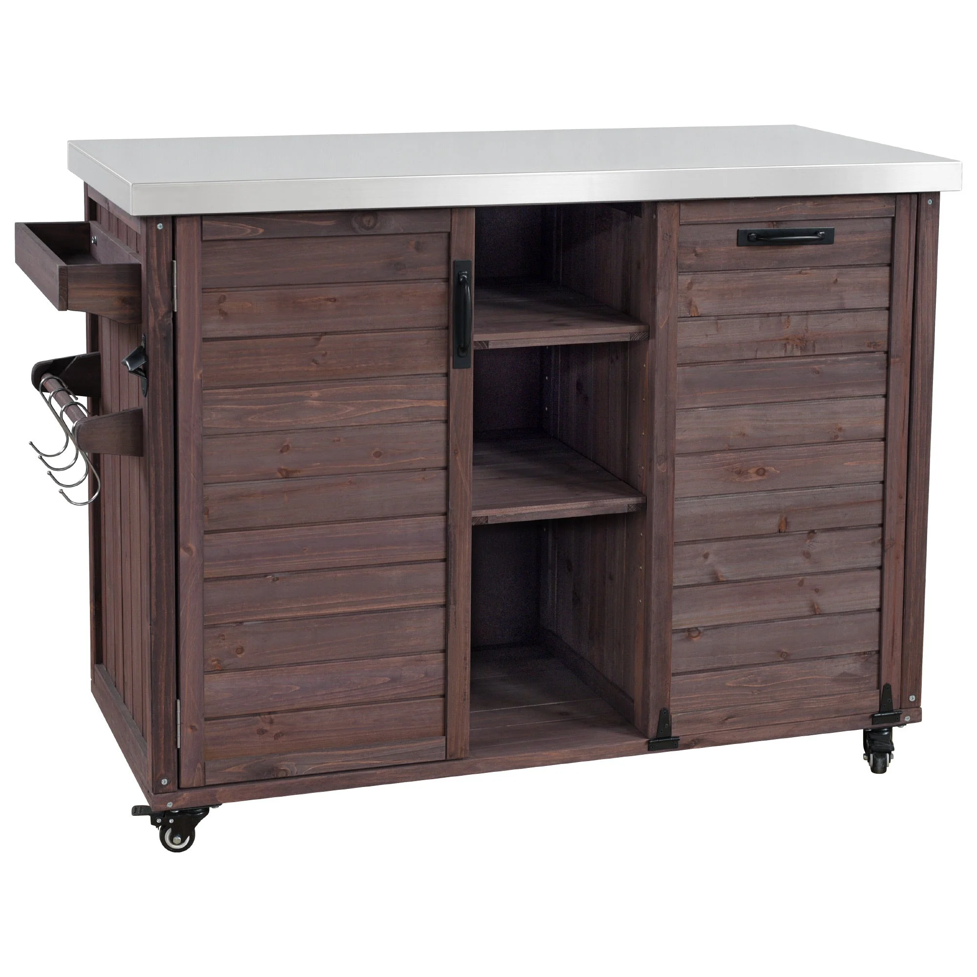 K&K 78.3' Outdoor Kitchen Island with Foldable Grill Table - Image 61