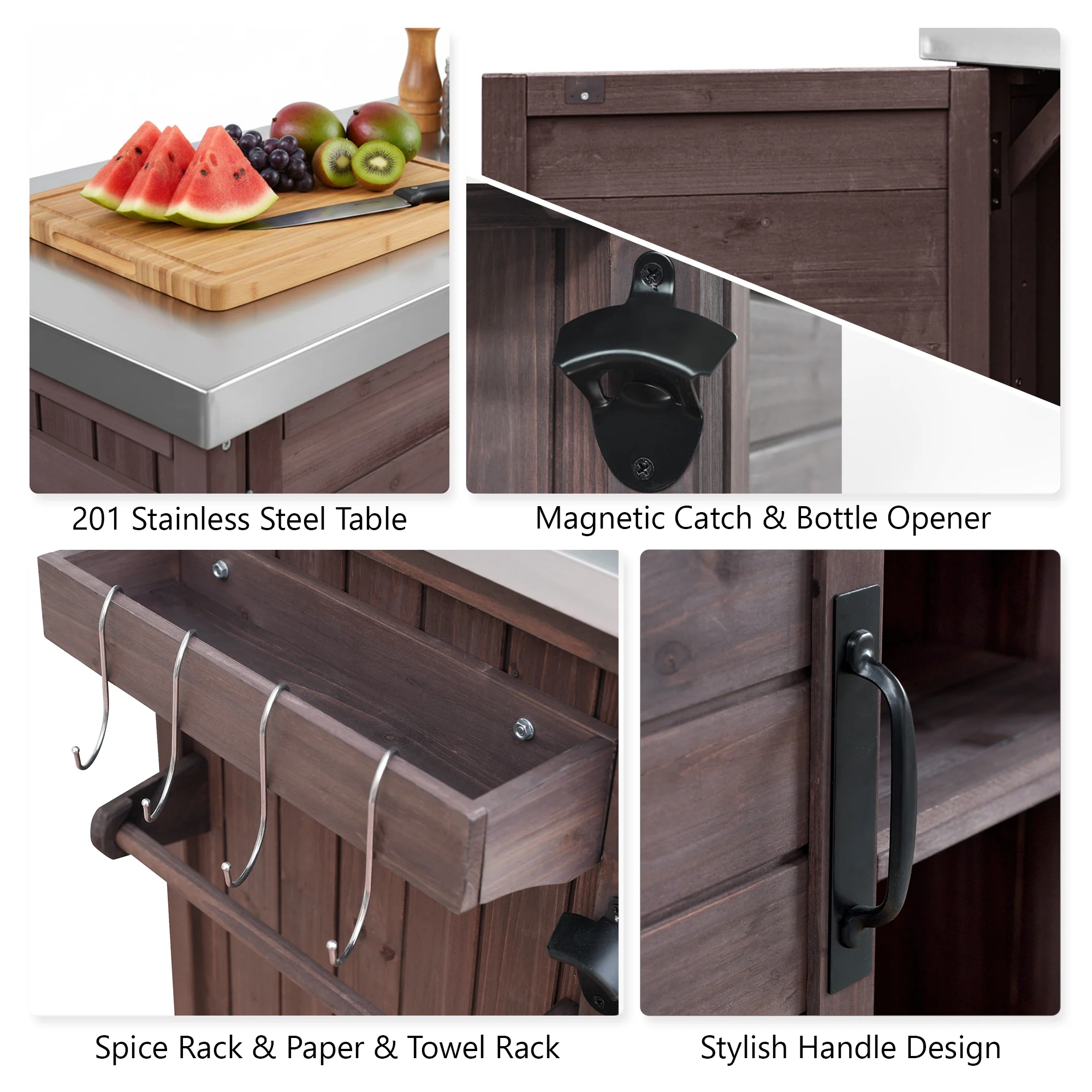 K&K 78.3' Outdoor Kitchen Island with Foldable Grill Table - Image 7